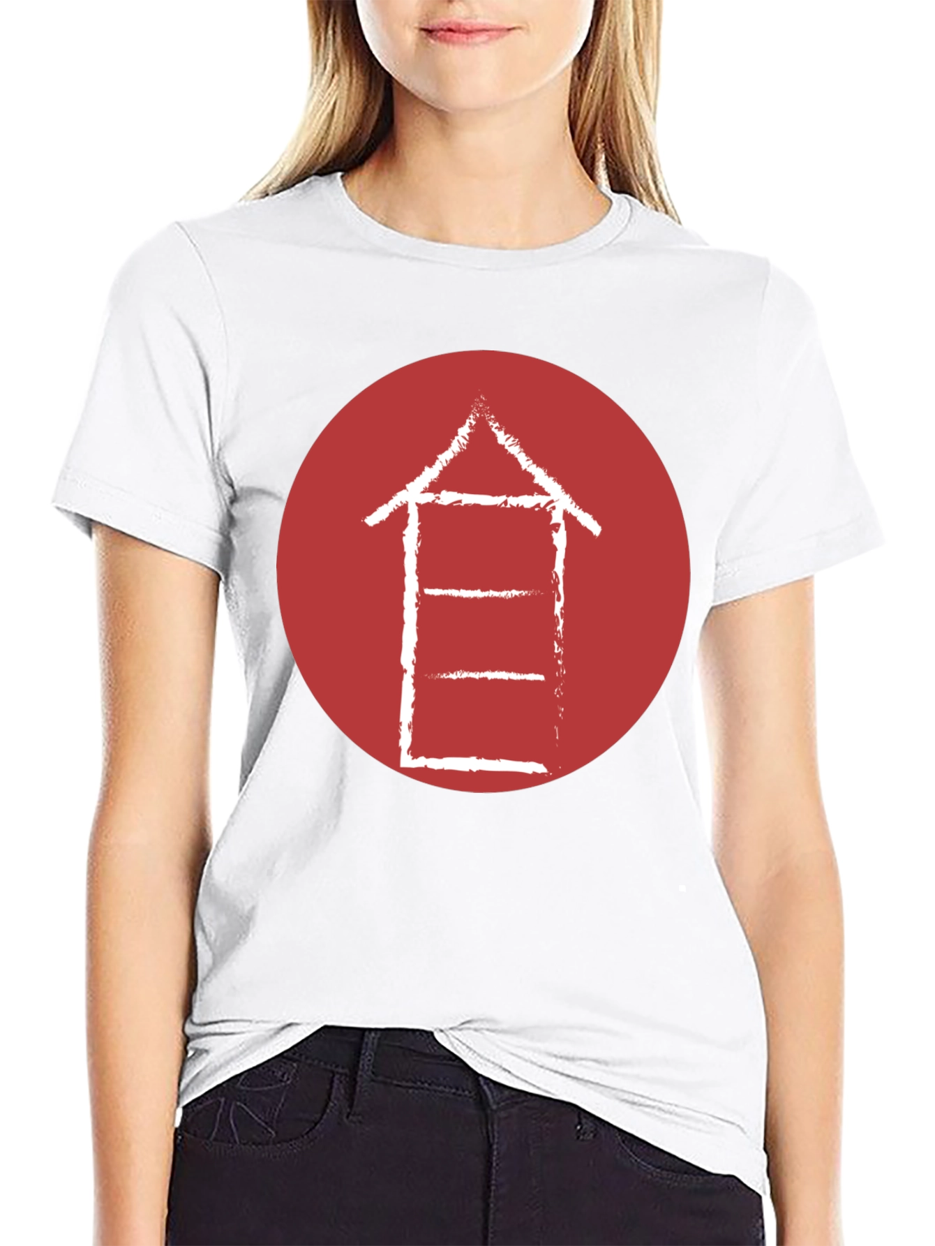 Abstract Graphic Tee - Red Circle on Black