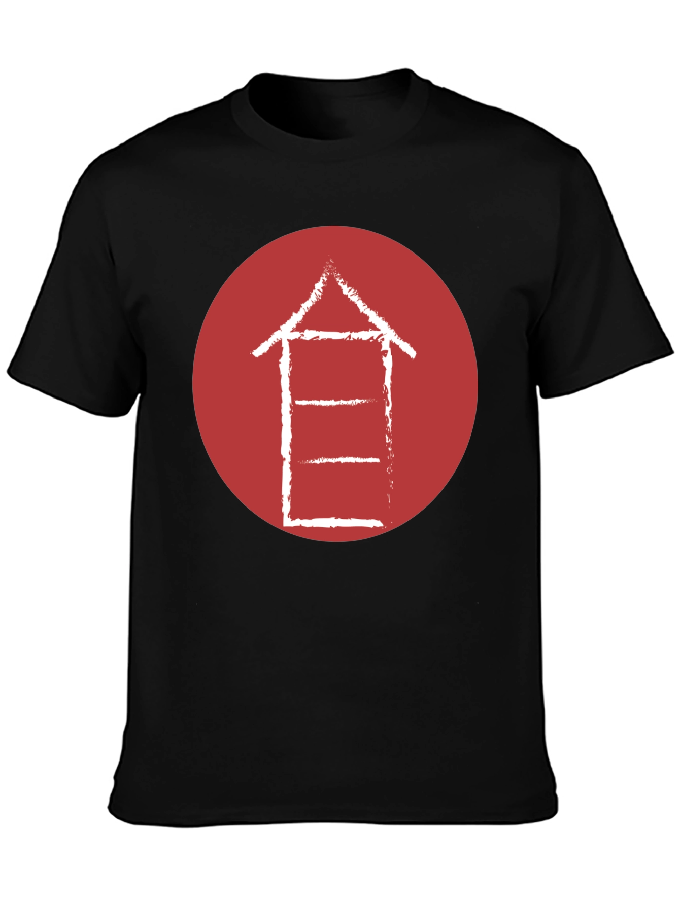 Abstract Graphic Tee - Red Circle on Black