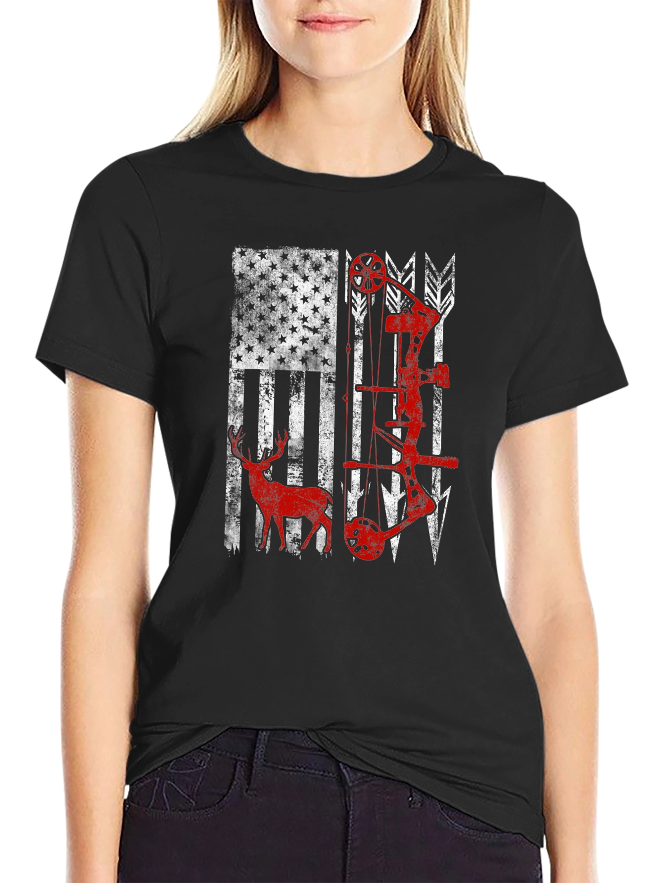 American Flag Bow Hunting T-Shirt