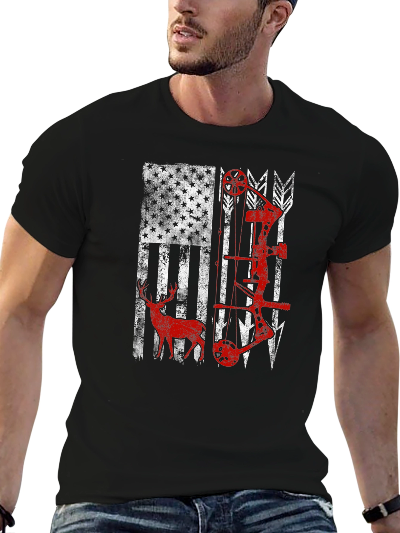 American Flag Bow Hunting T-Shirt