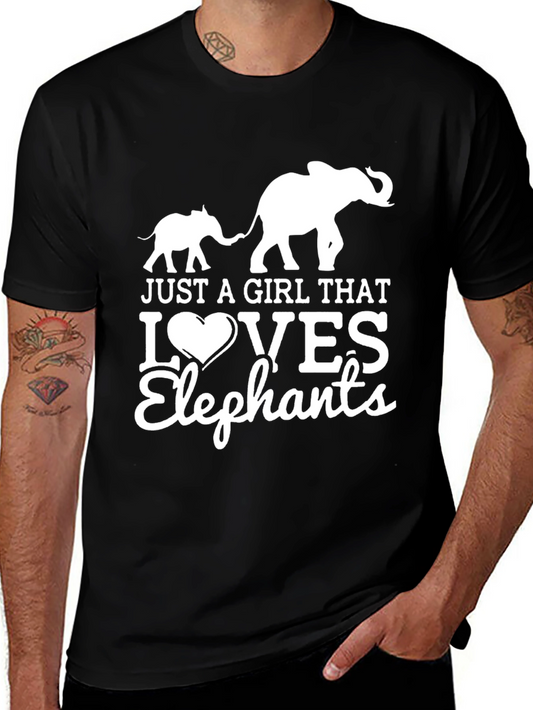 Elephant Lover Graphic Tee - Black Cotton T-Shirt