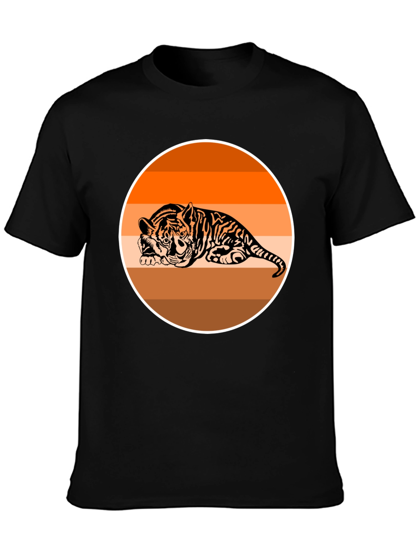 Tiger Graphic Tee - Retro Striped Design