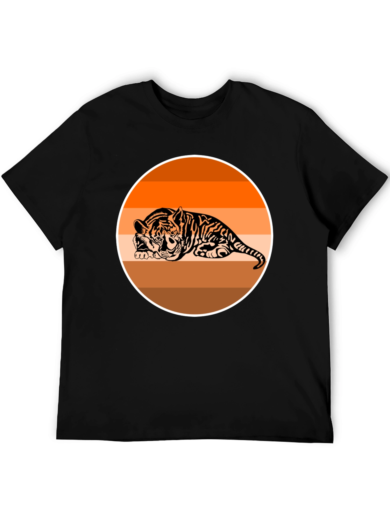 Tiger Graphic Tee - Retro Striped Design