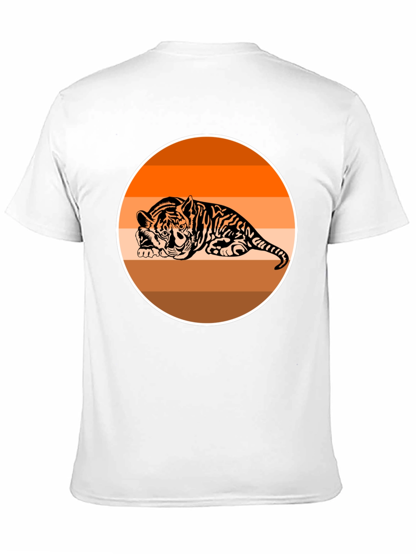 Tiger Graphic Tee - Retro Striped Design