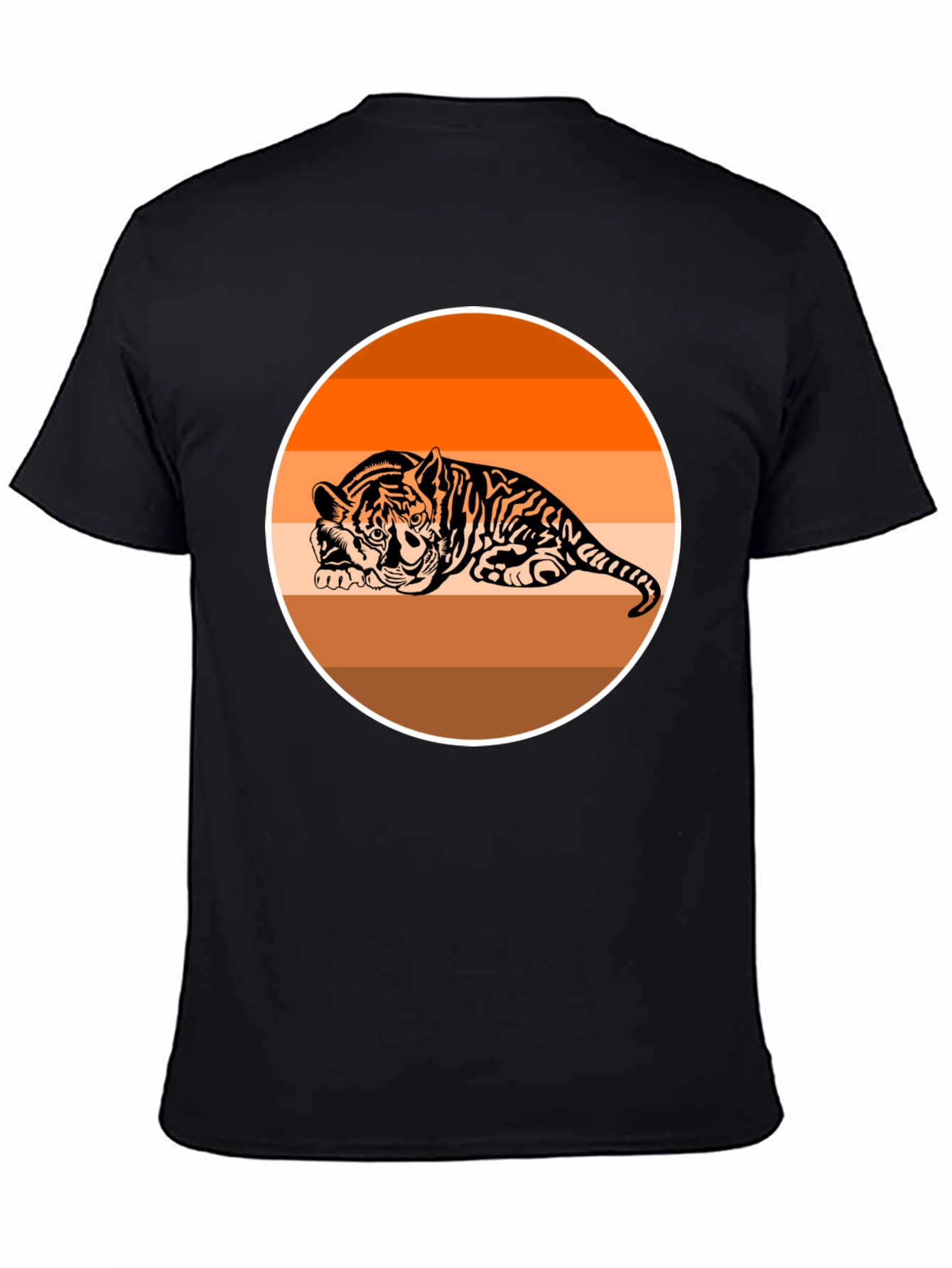 Tiger Graphic Tee - Retro Striped Design