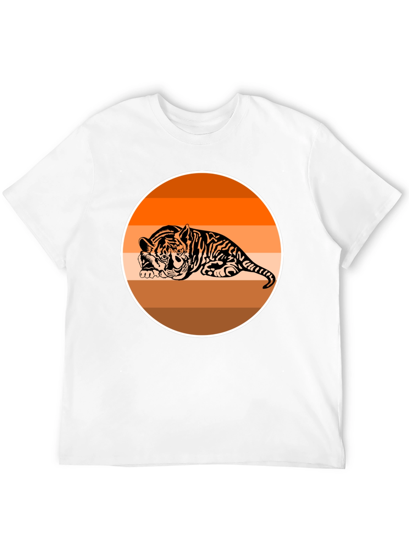 Tiger Graphic Tee - Retro Striped Design