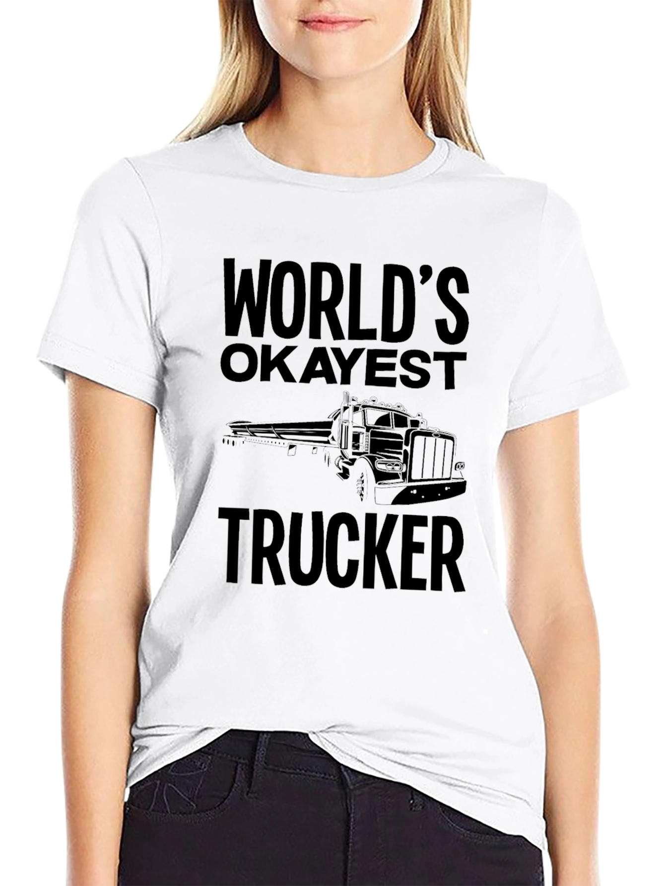Worlds Okayest Trucker Black T-Shirt