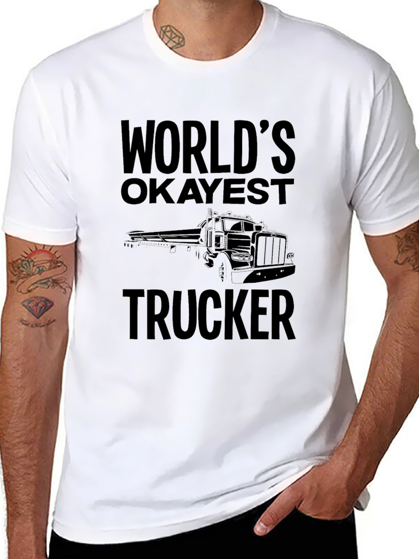 Worlds Okayest Trucker Black T-Shirt