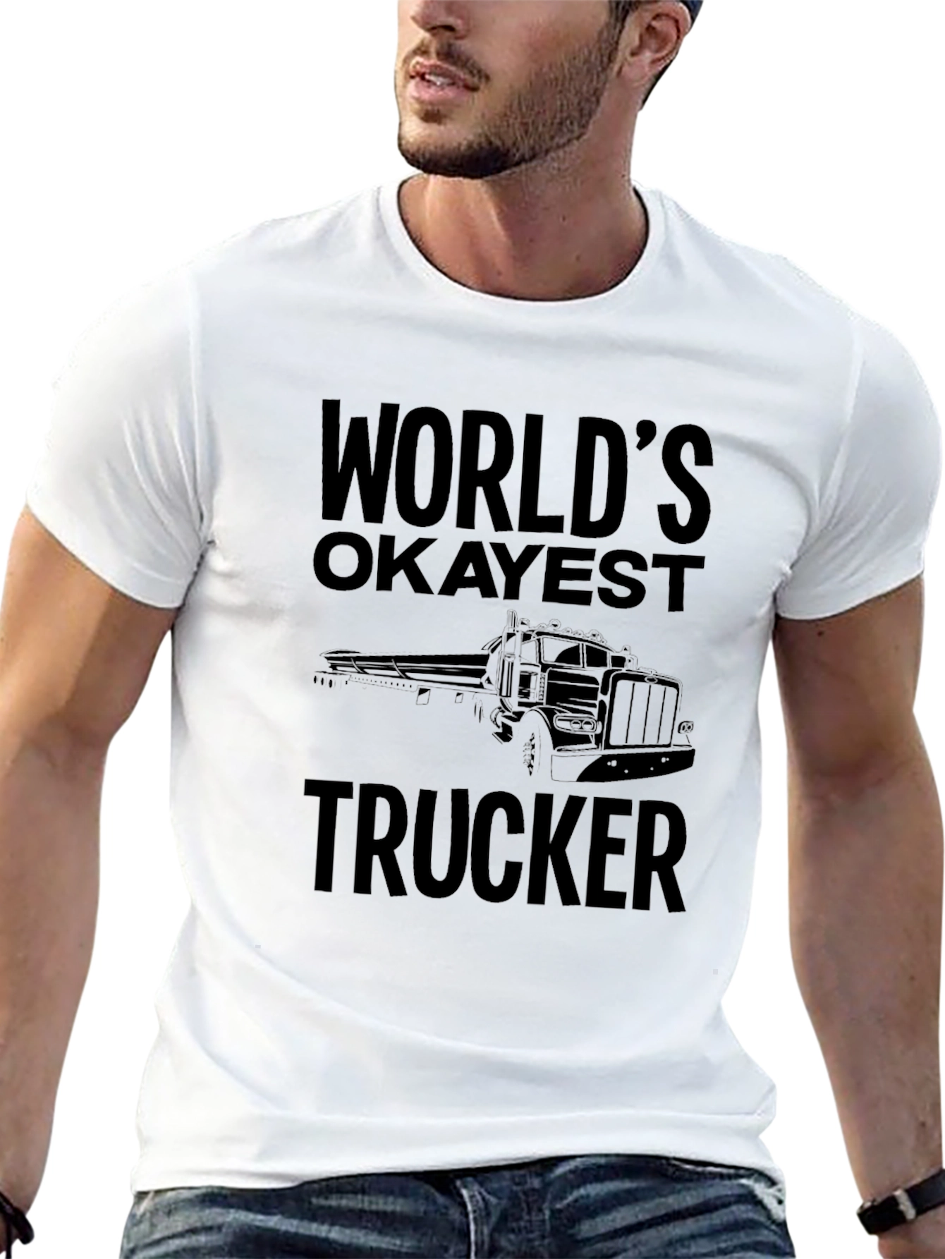 Worlds Okayest Trucker Black T-Shirt