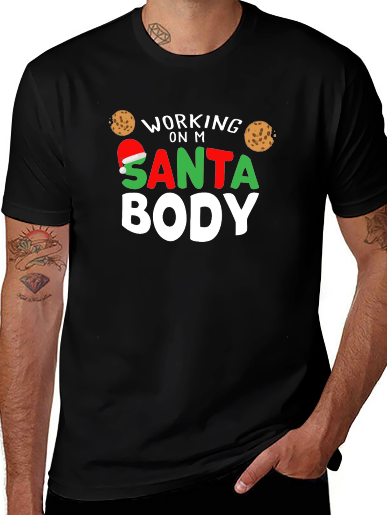 Working on My Santa Body Christmas T-Shirt