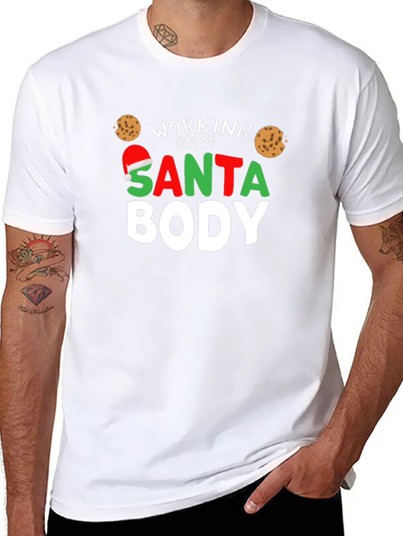 Working on My Santa Body Christmas T-Shirt