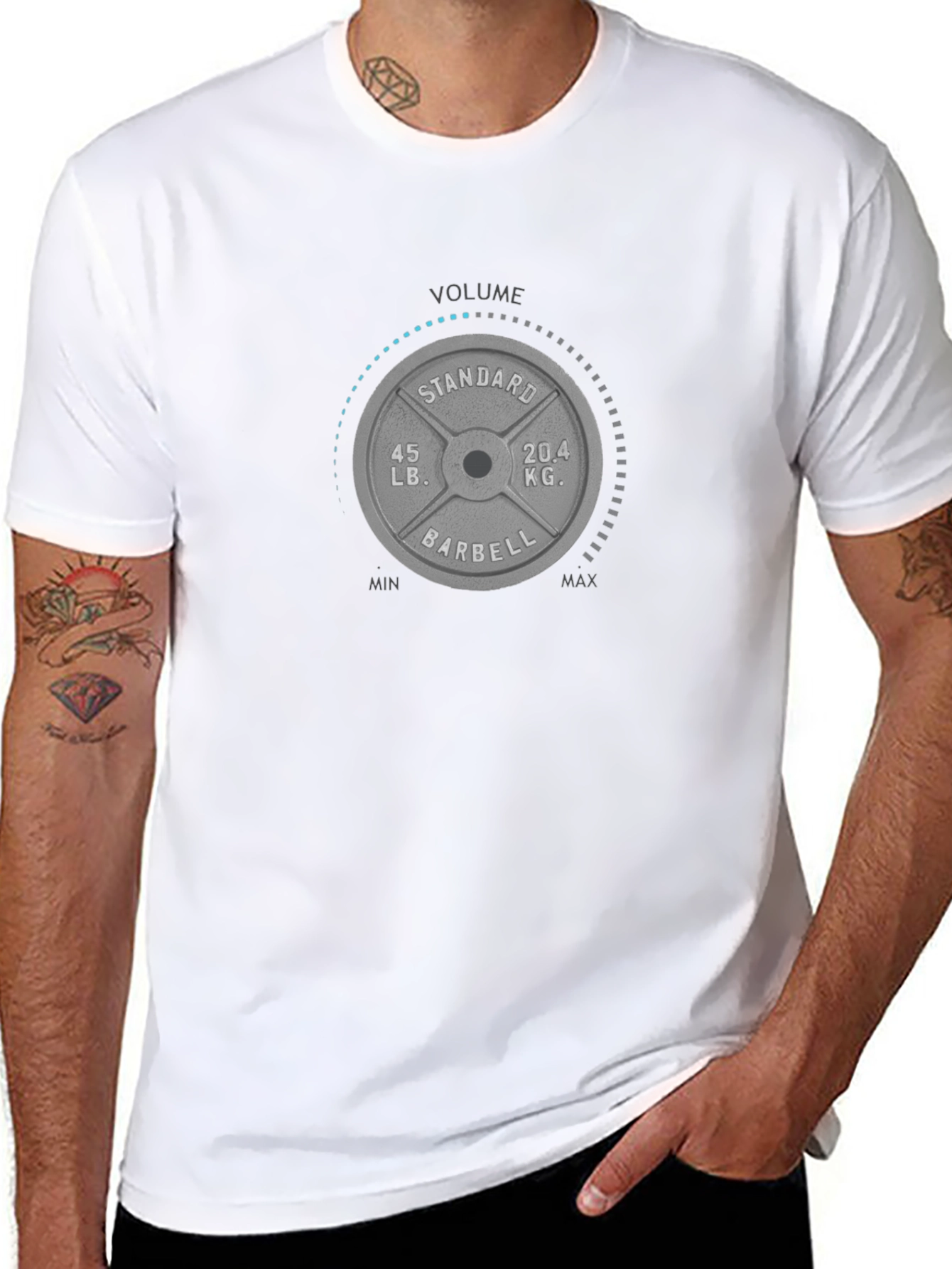 Weightlifting Volume T-Shirt - Barbell Dial Design
