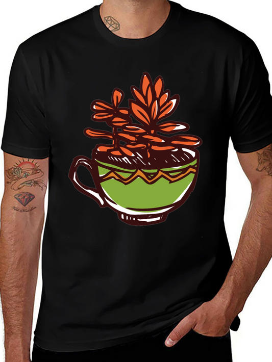 Unique Graphic Tee: Plant in a Cup Design
