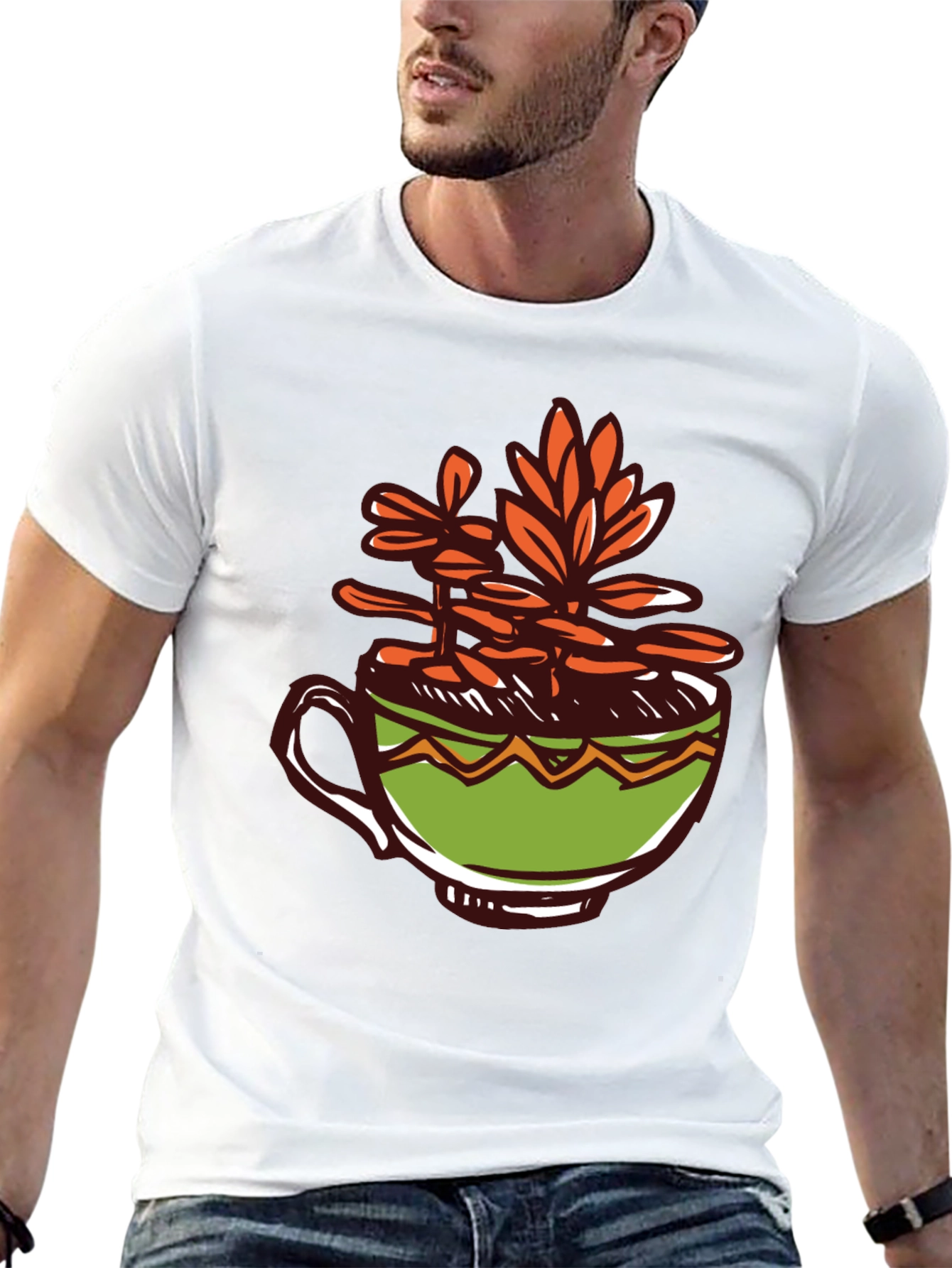 Unique Graphic Tee: Plant in a Cup Design