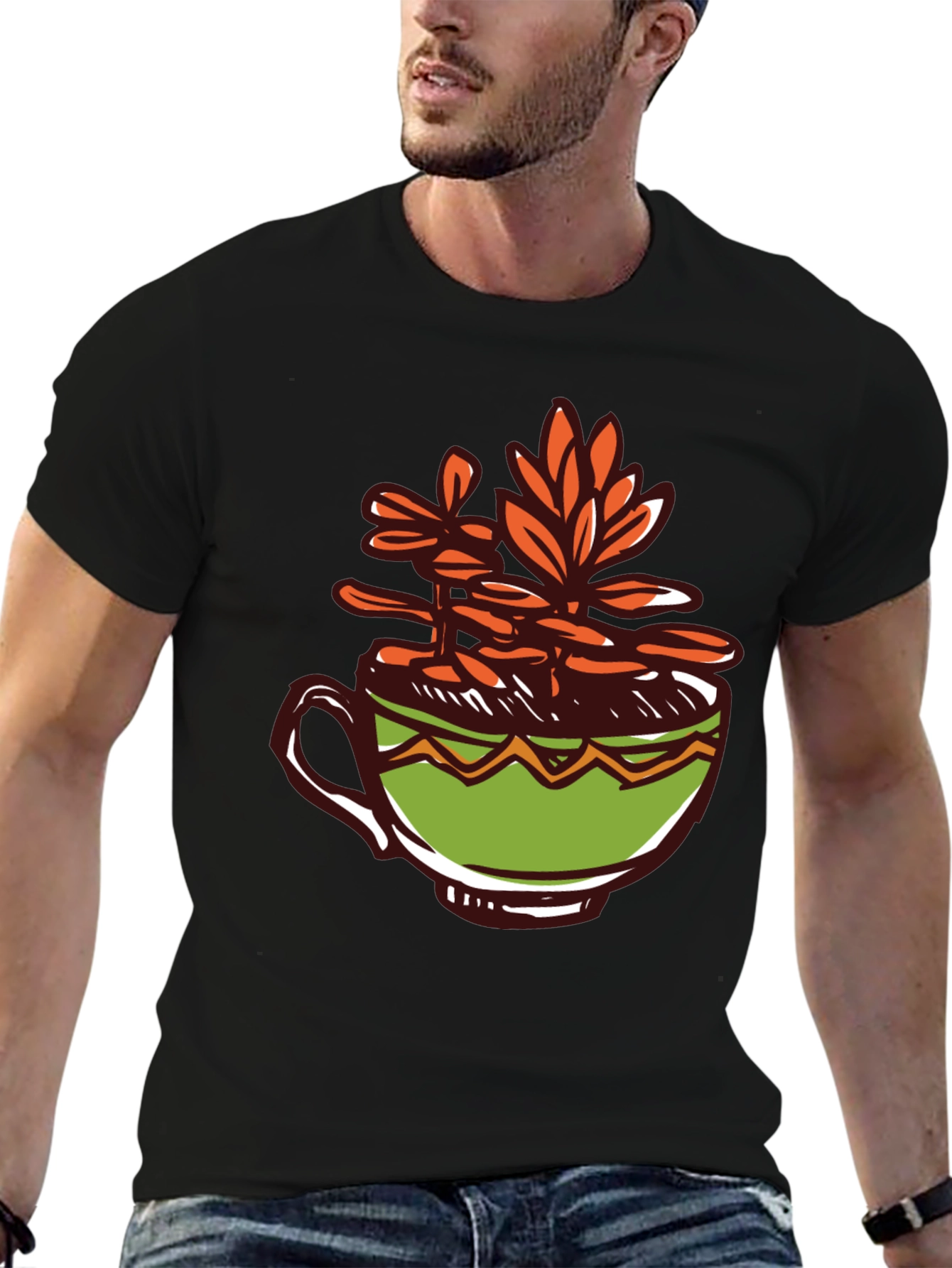 Unique Graphic Tee: Plant in a Cup Design