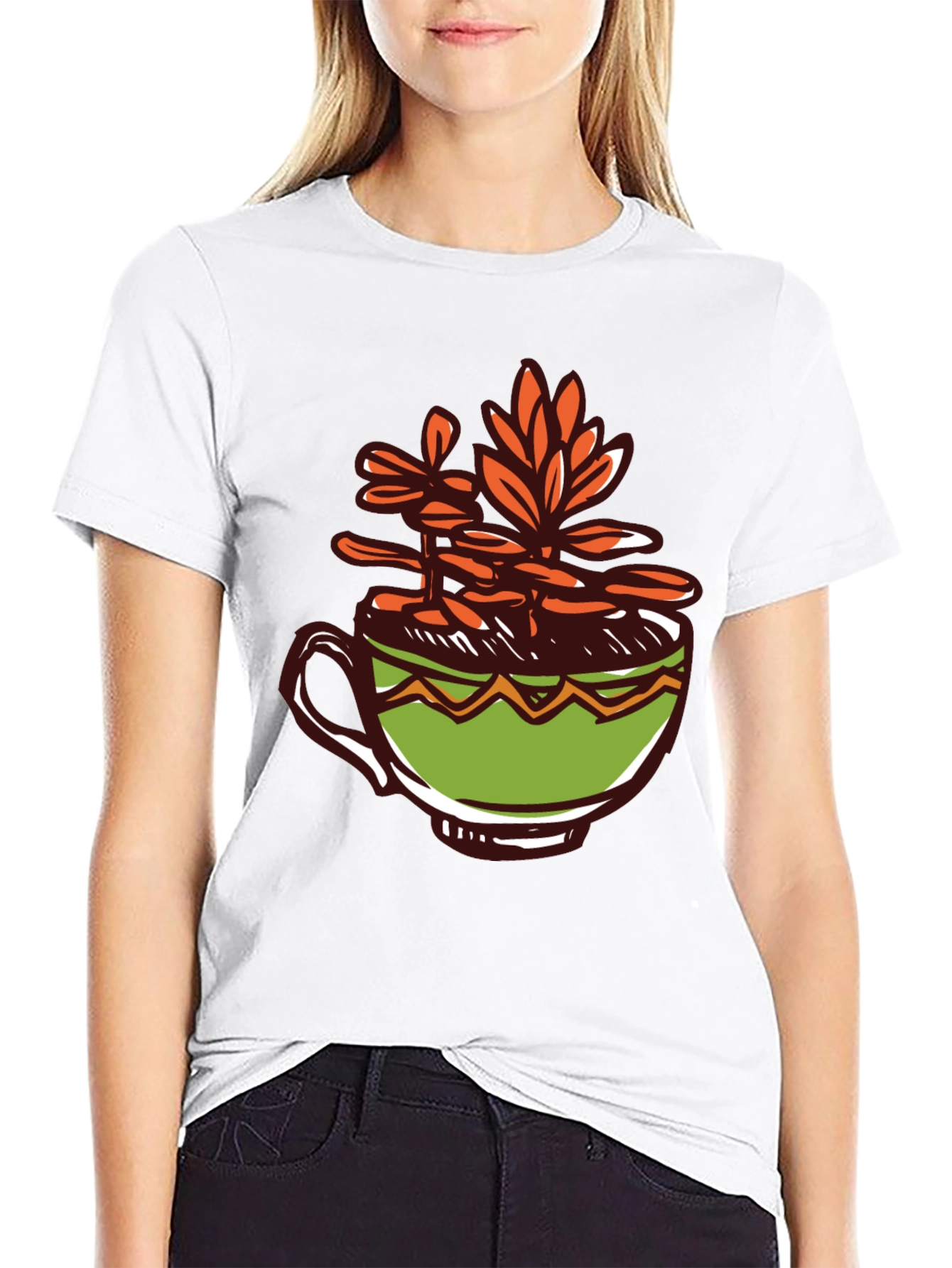 Unique Graphic Tee: Plant in a Cup Design