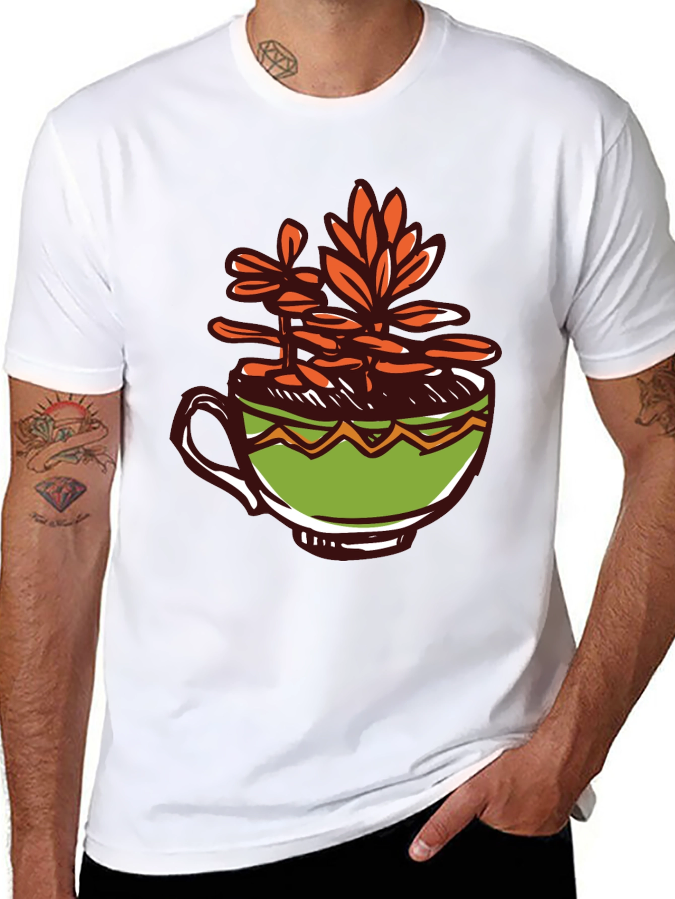 Unique Graphic Tee: Plant in a Cup Design