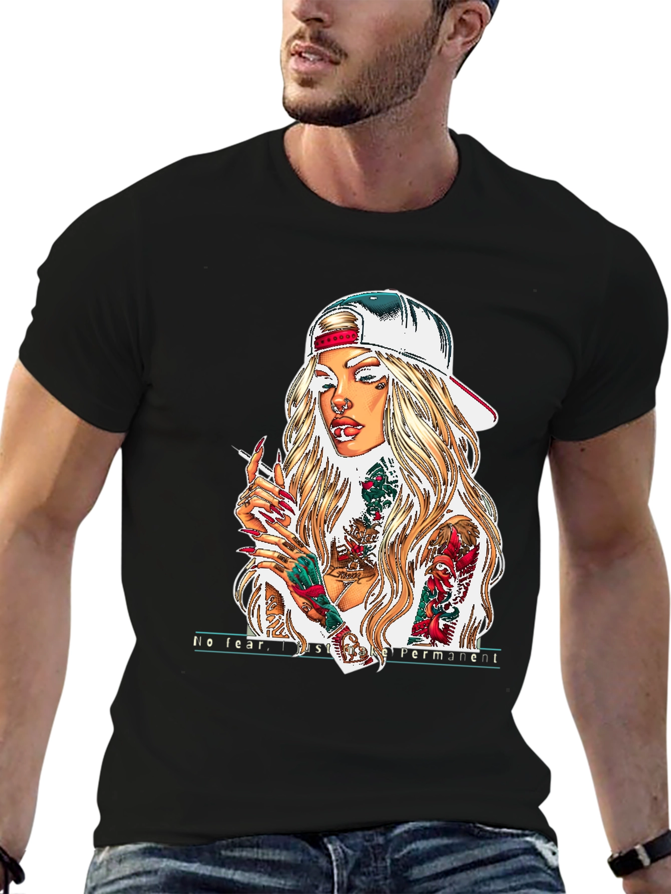 Tattooed Woman Graphic Tee - Black Unisex