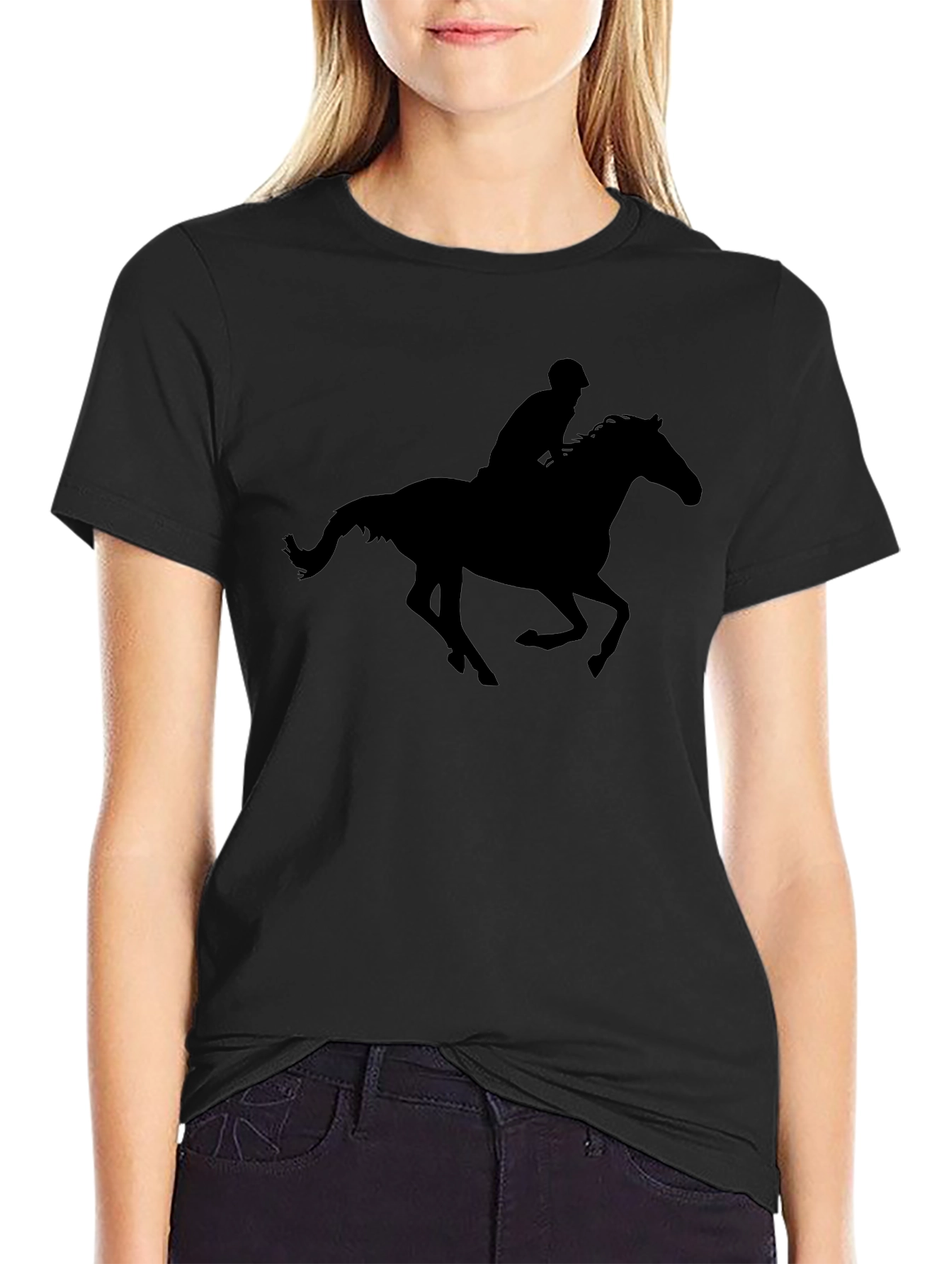 Equestrian Silhouette T-Shirt - Black Graphic Tee