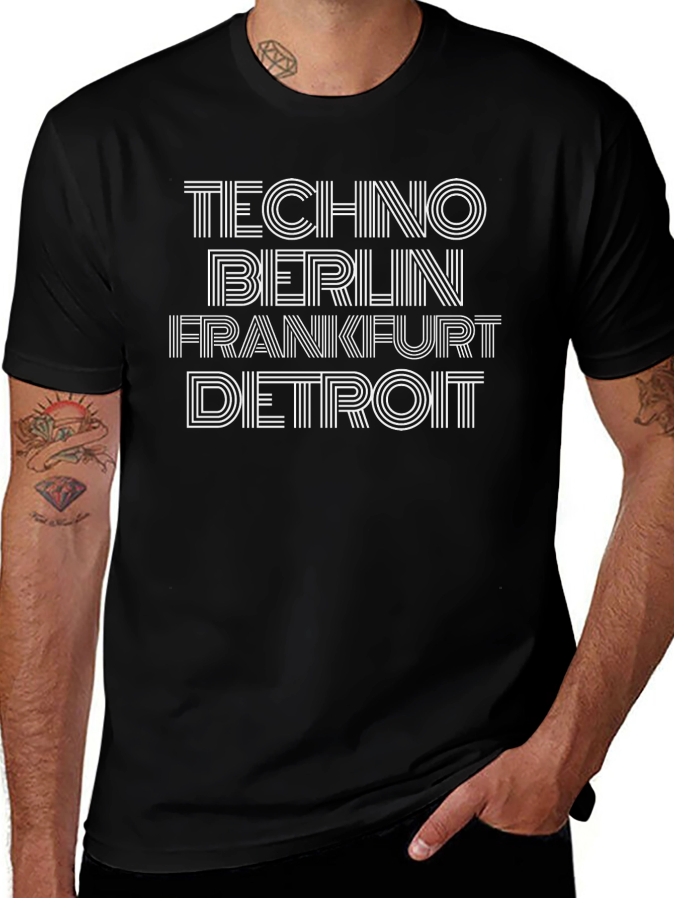 Techno Cities Graphic T-Shirt - Berlin Frankfurt Detroit