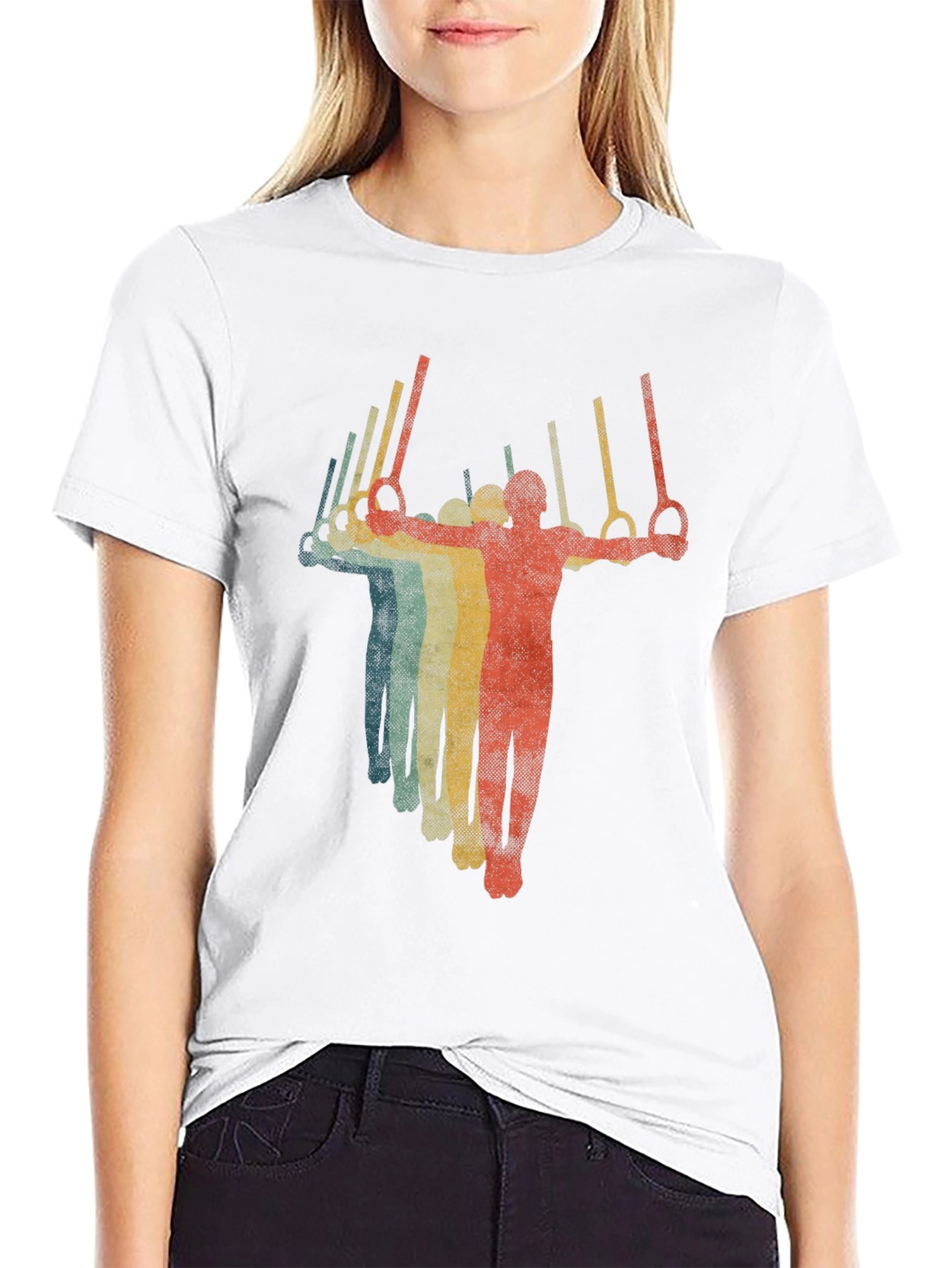 Retro Gymnastics Rings T-Shirt - Black
