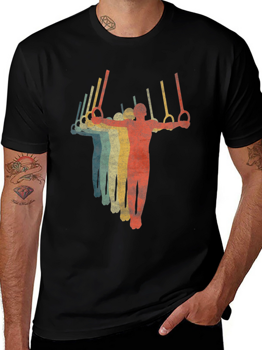 Retro Gymnastics Rings T-Shirt - Black