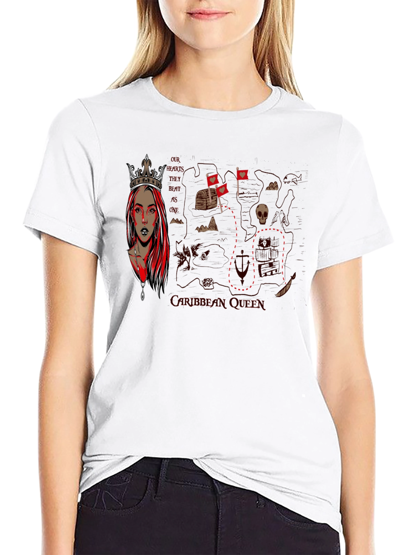 Queen Pirate Map Graphic T-Shirt