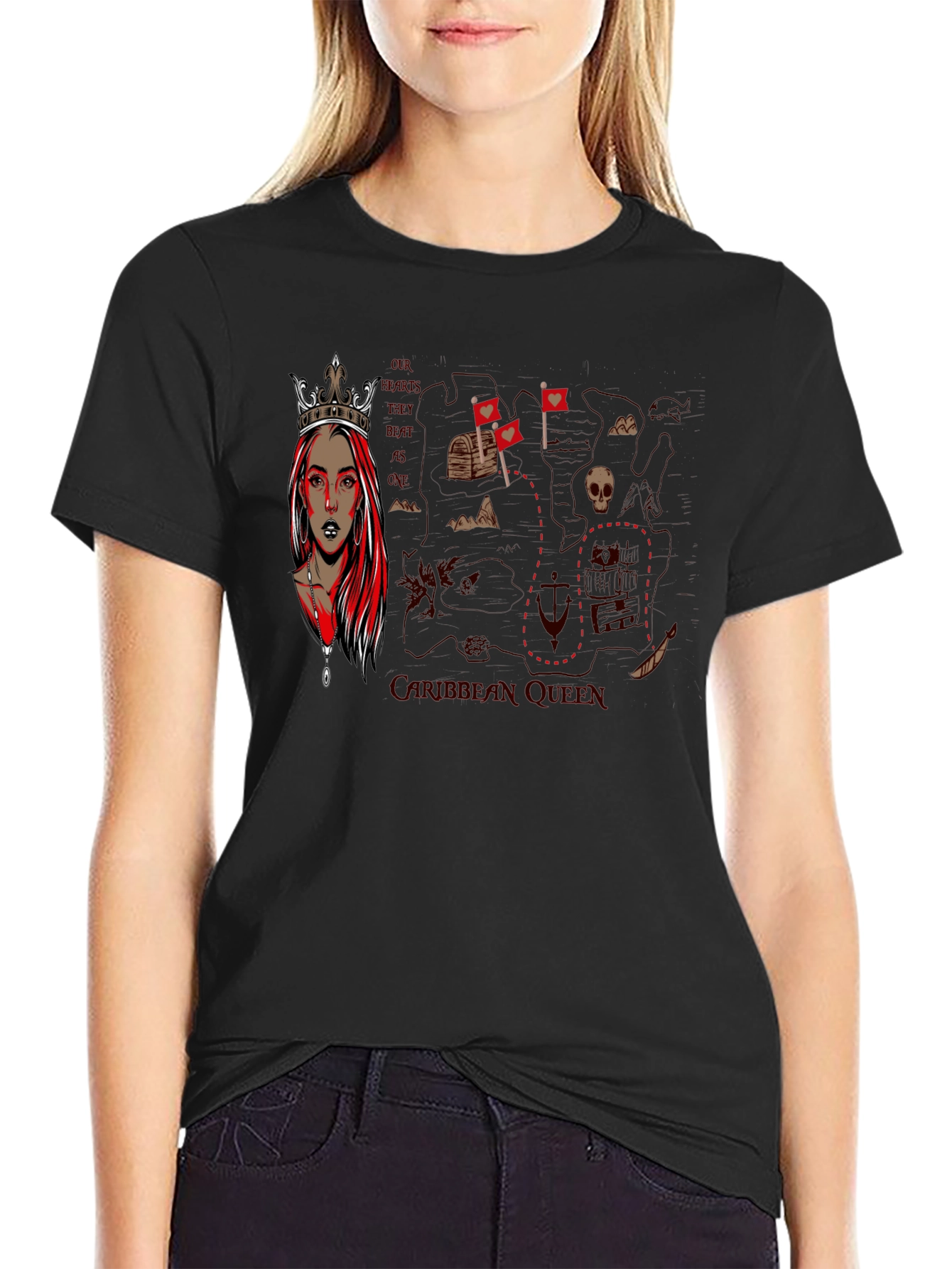 Queen Pirate Map Graphic T-Shirt