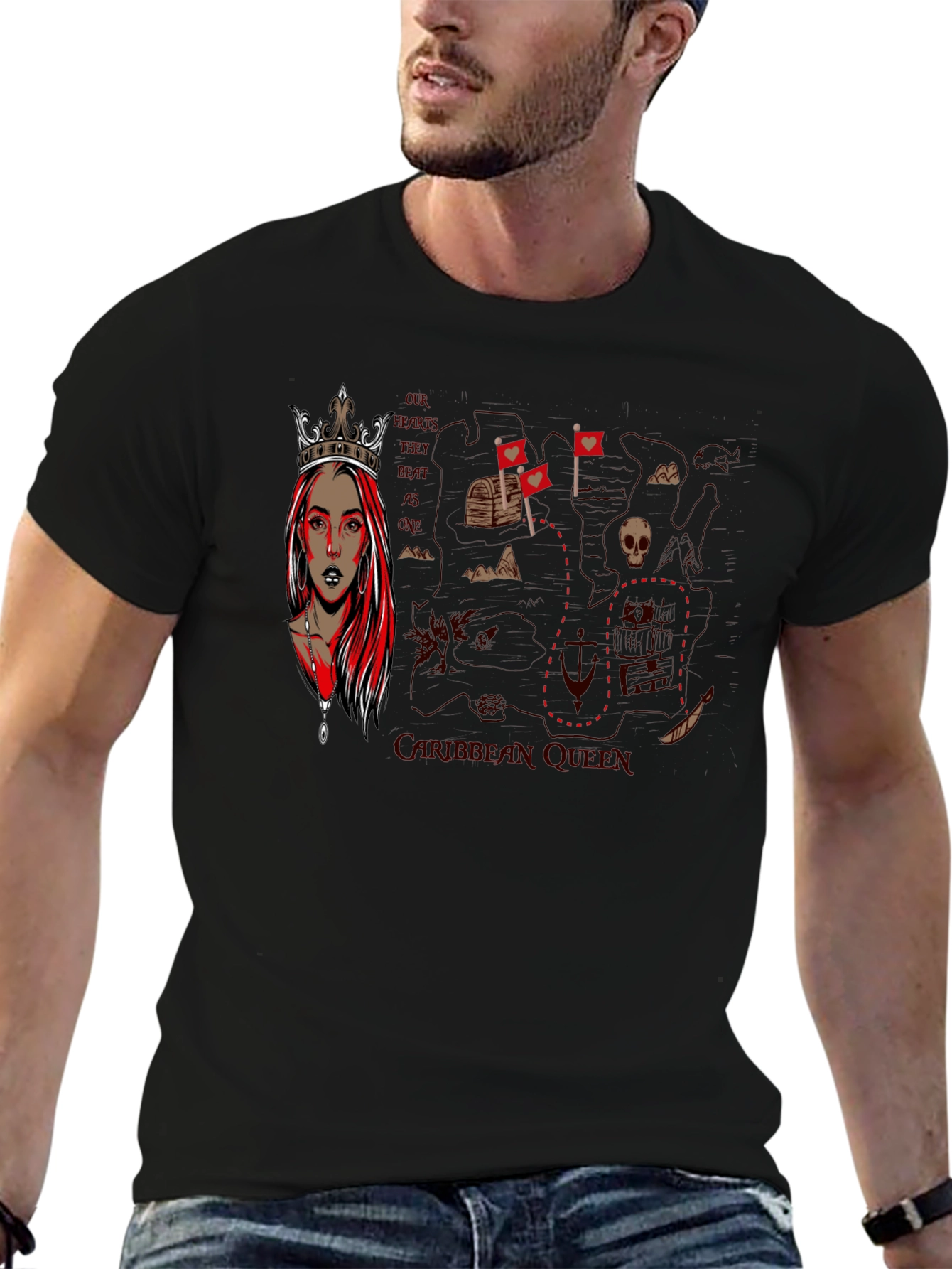 Queen Pirate Map Graphic T-Shirt