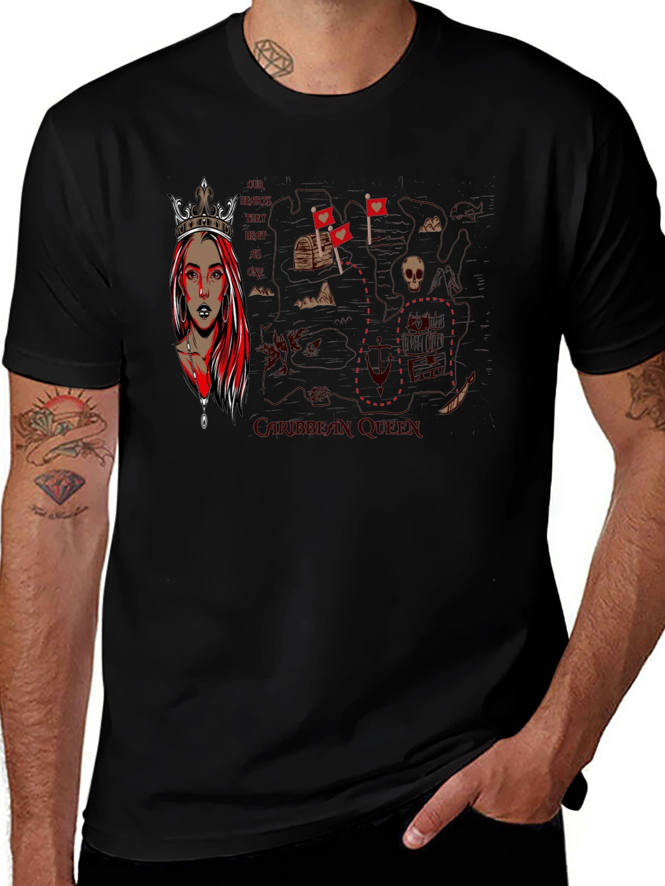 Queen Pirate Map Graphic T-Shirt