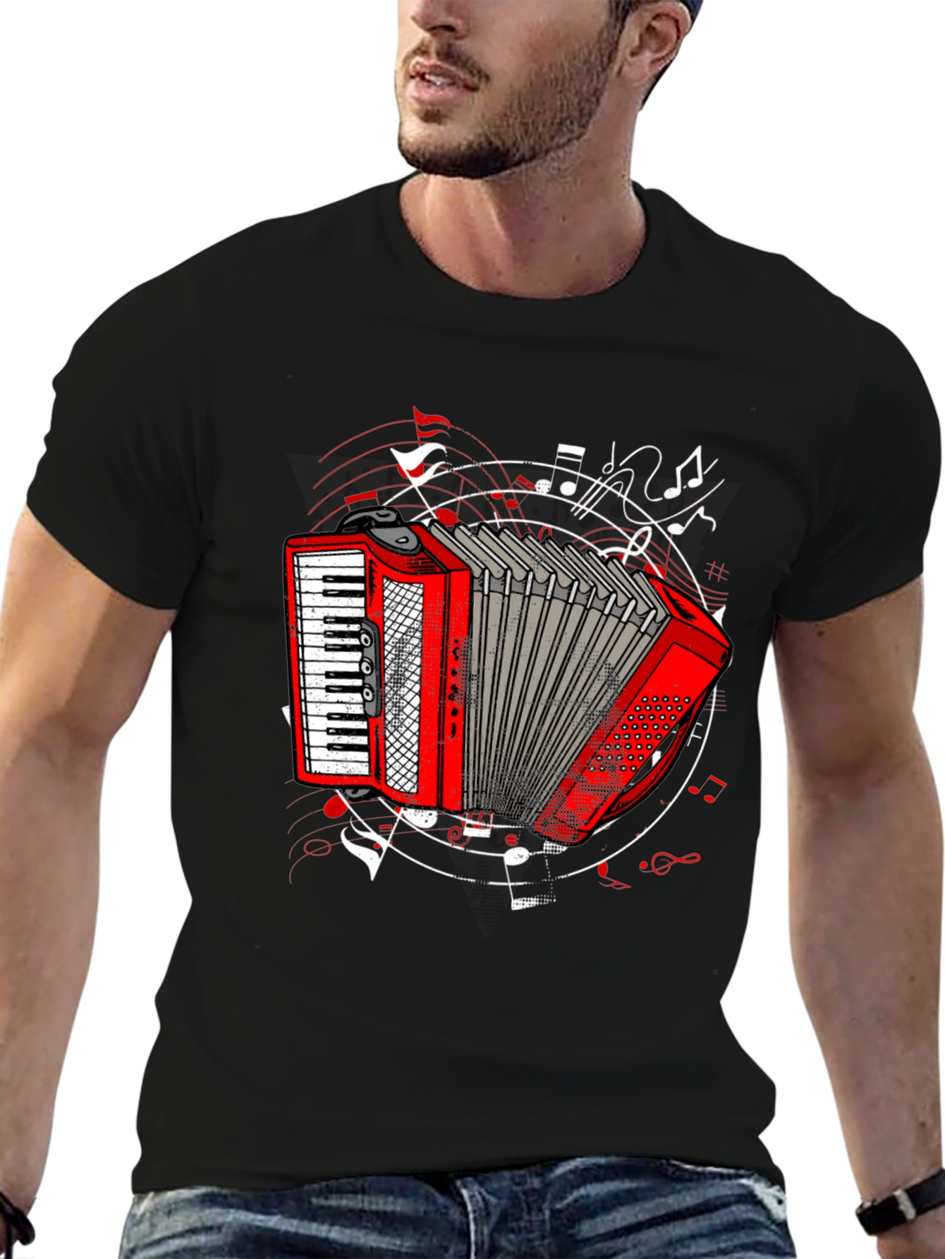 Accordion Graphic Black T-Shirt