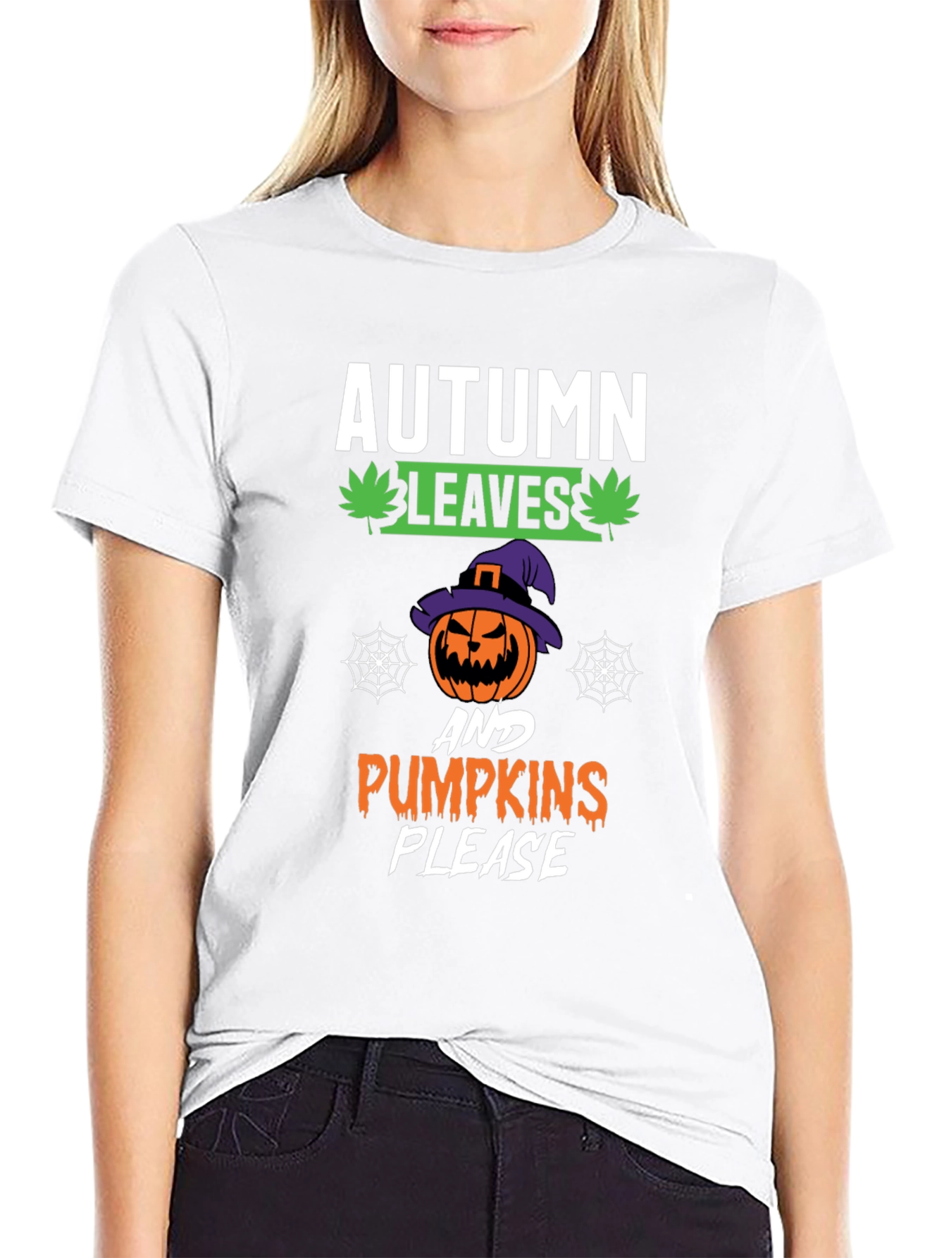 Autumn Leaves Pumpkins Please Halloween T-Shirt