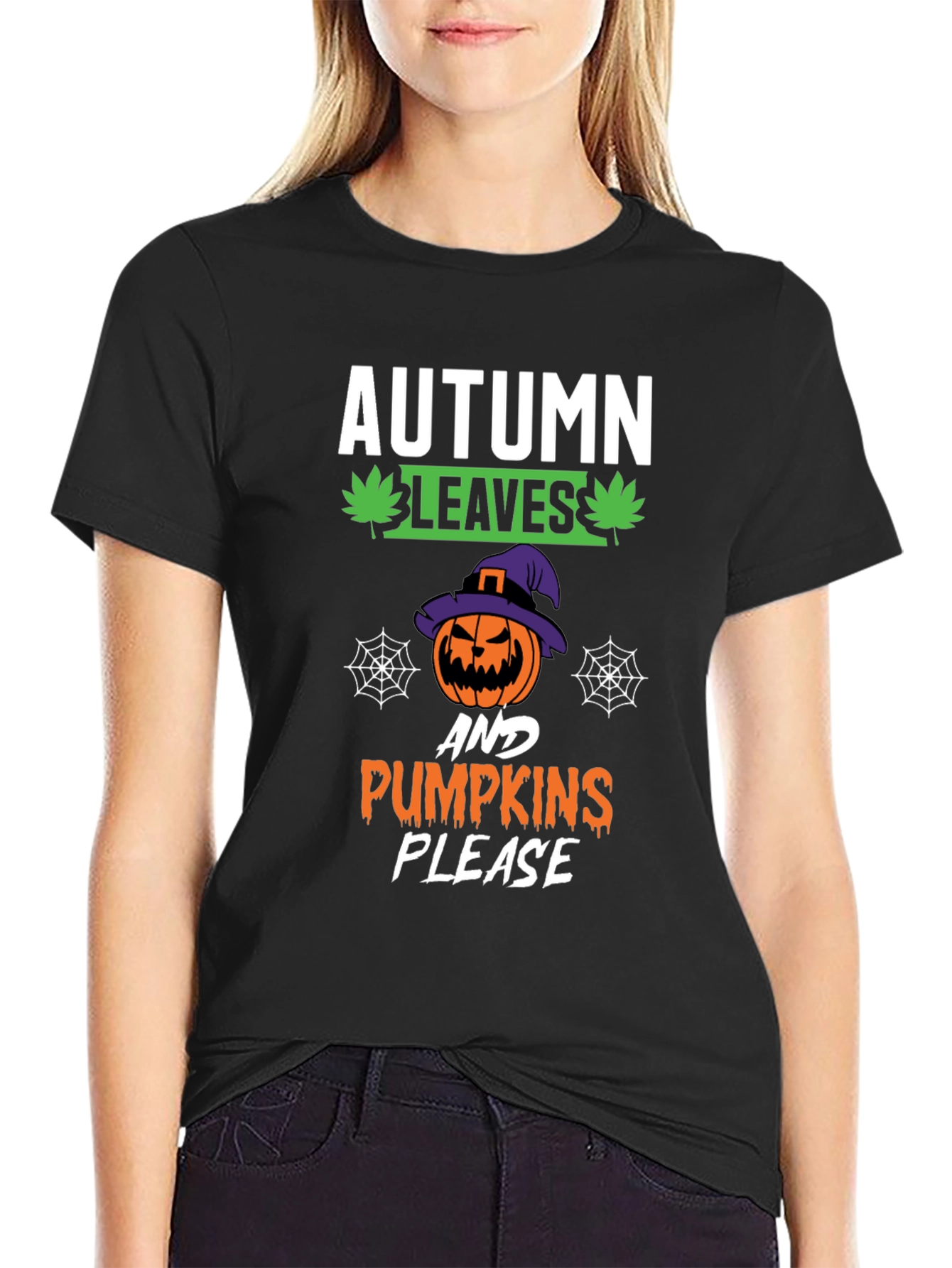 Autumn Leaves Pumpkins Please Halloween T-Shirt