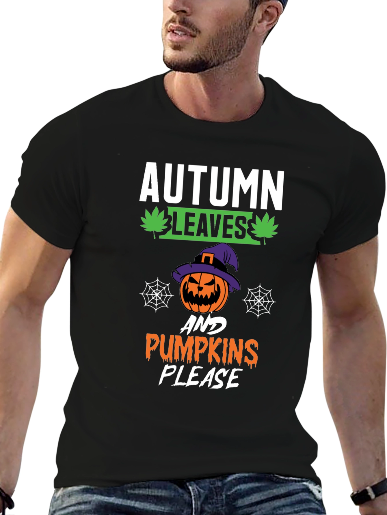 Autumn Leaves Pumpkins Please Halloween T-Shirt