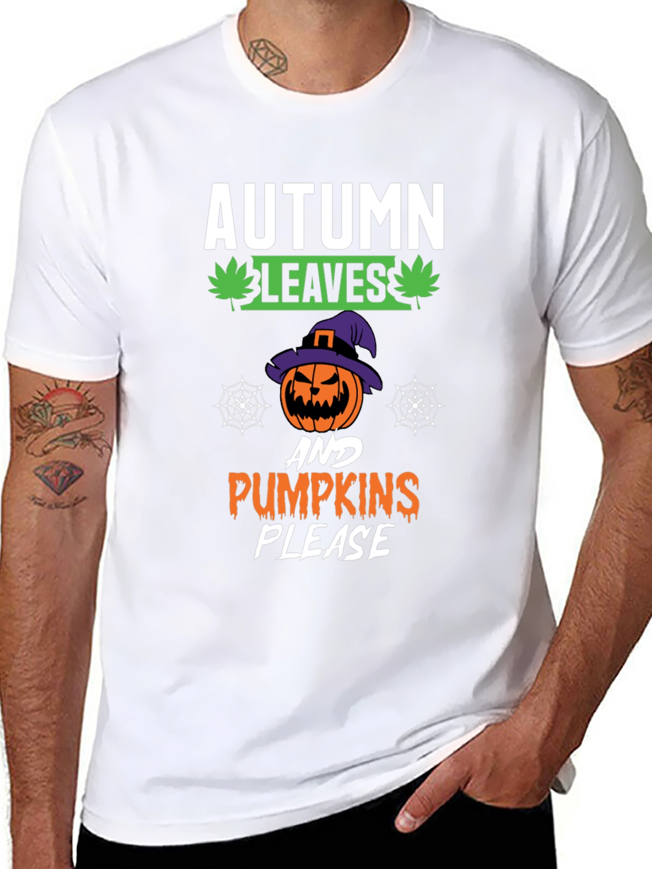 Autumn Leaves Pumpkins Please Halloween T-Shirt