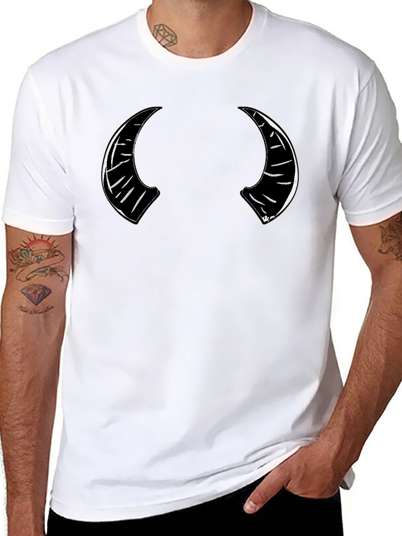 Devil Horns Graphic Print Black T-Shirt