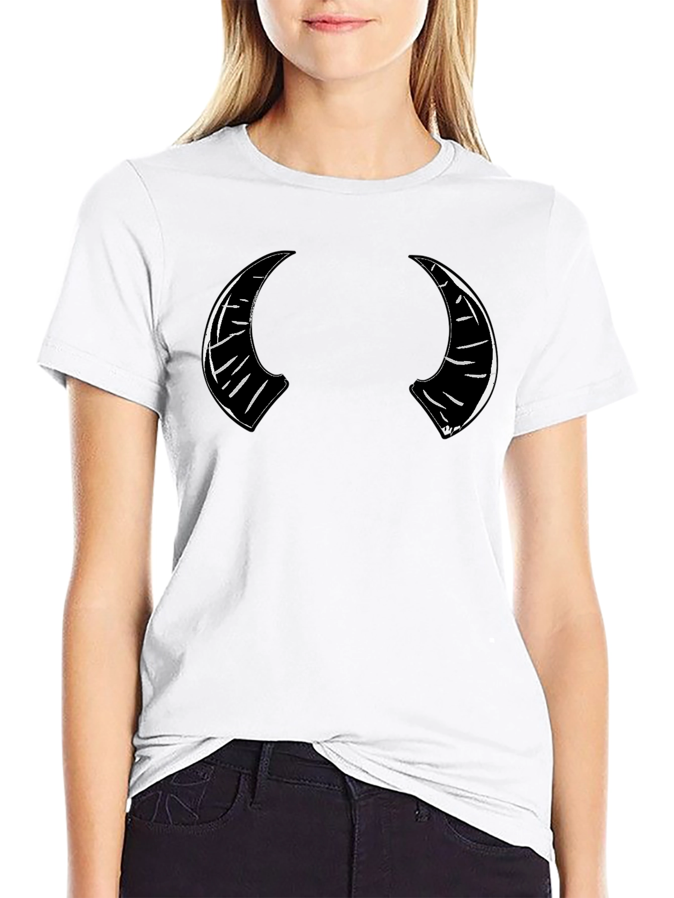 Devil Horns Graphic Print Black T-Shirt