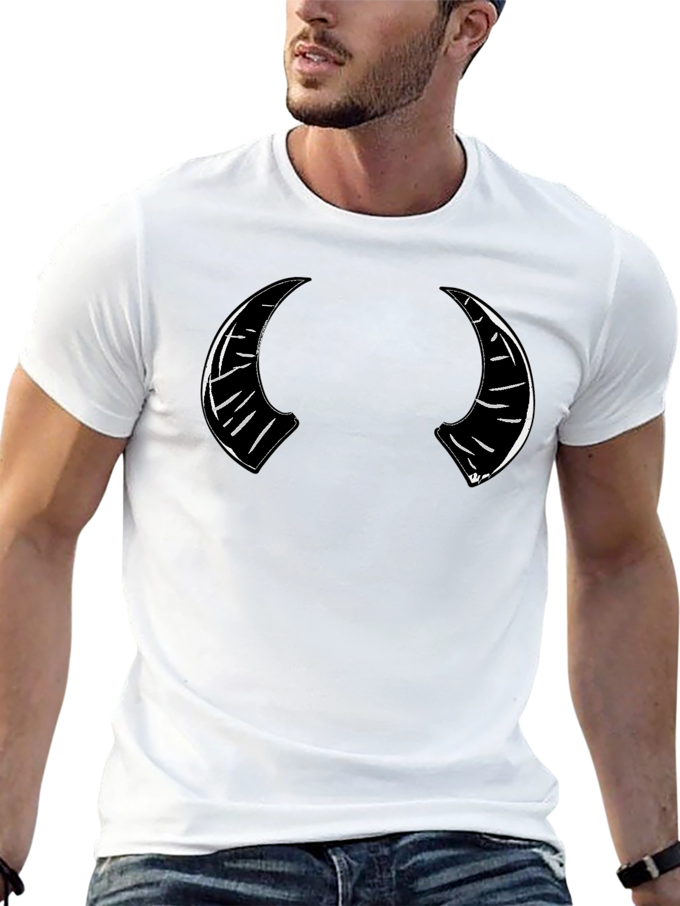 Devil Horns Graphic Print Black T-Shirt