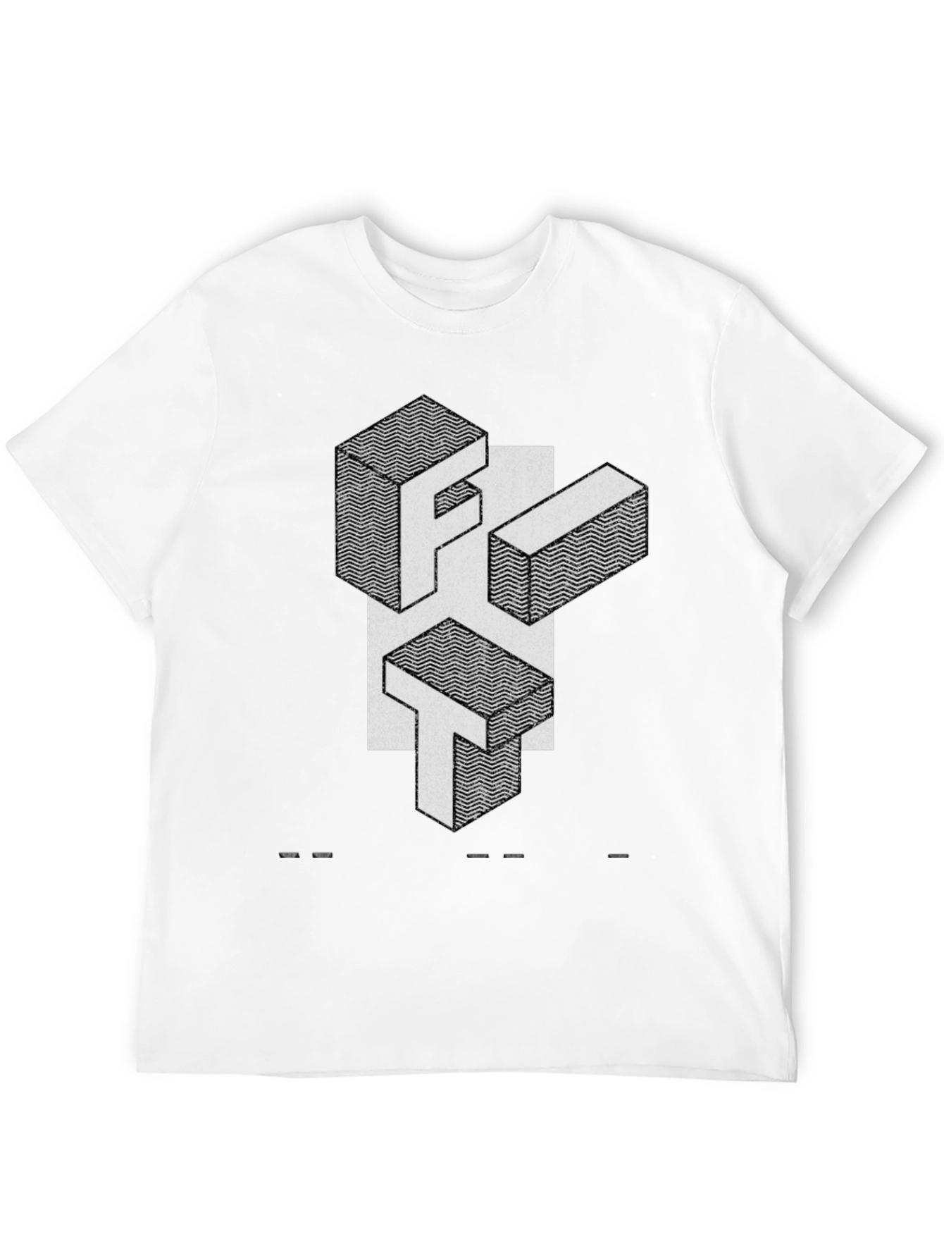 Abstract Geometric Letter Print Black T-Shirt