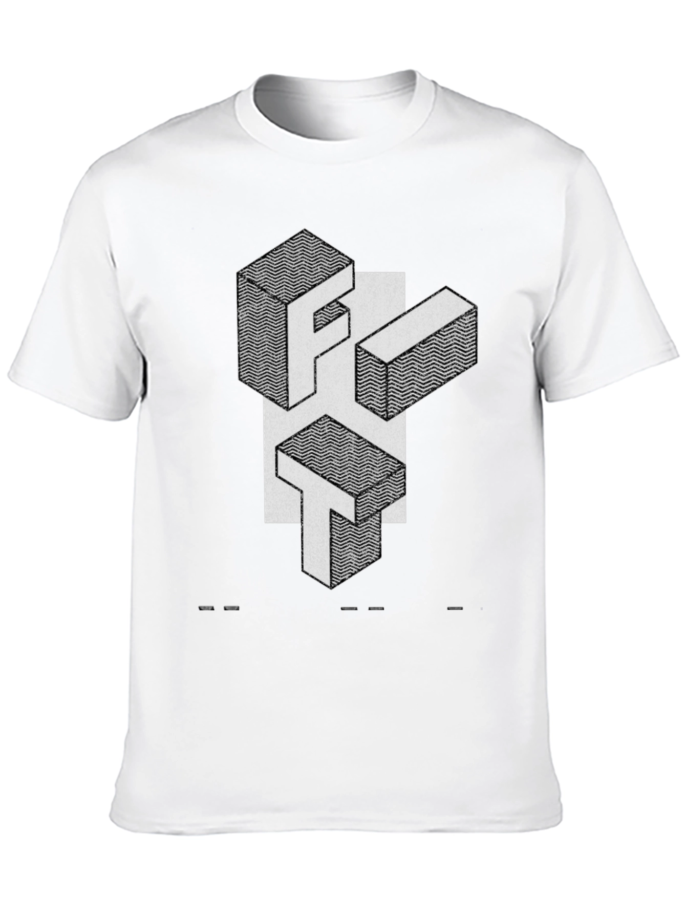 Abstract Geometric Letter Print Black T-Shirt