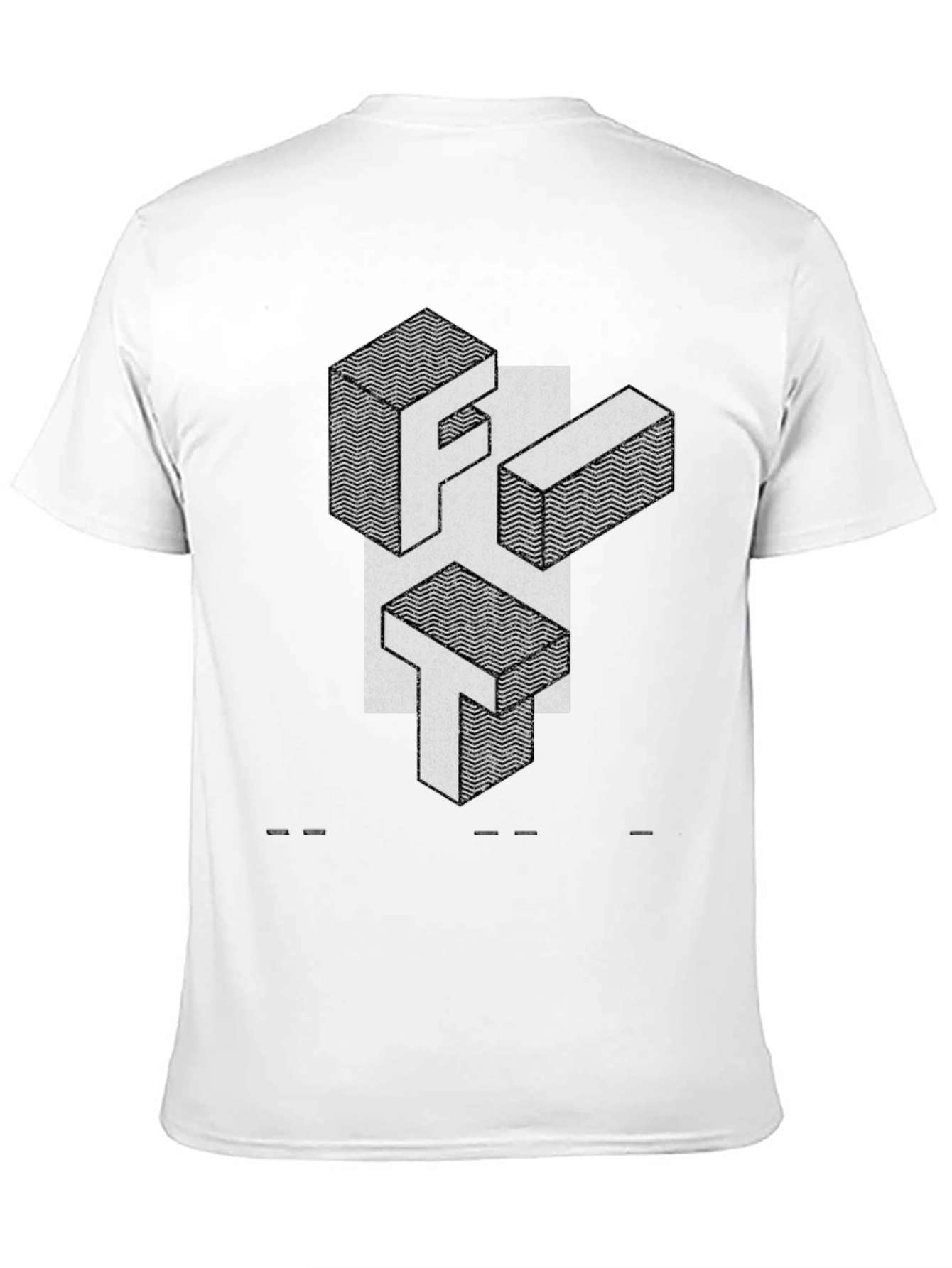 Abstract Geometric Letter Print Black T-Shirt