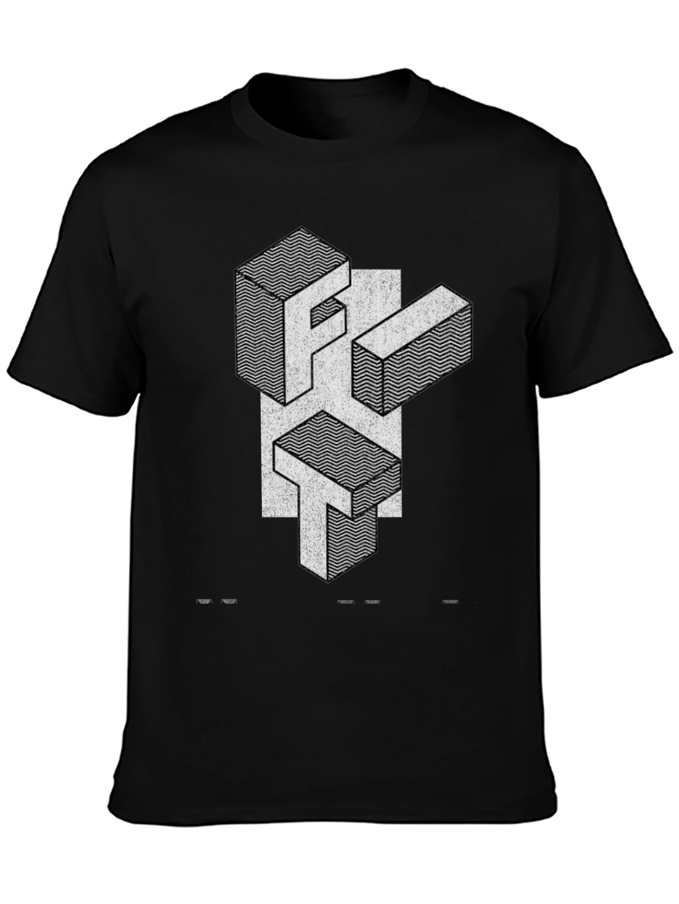 Abstract Geometric Letter Print Black T-Shirt