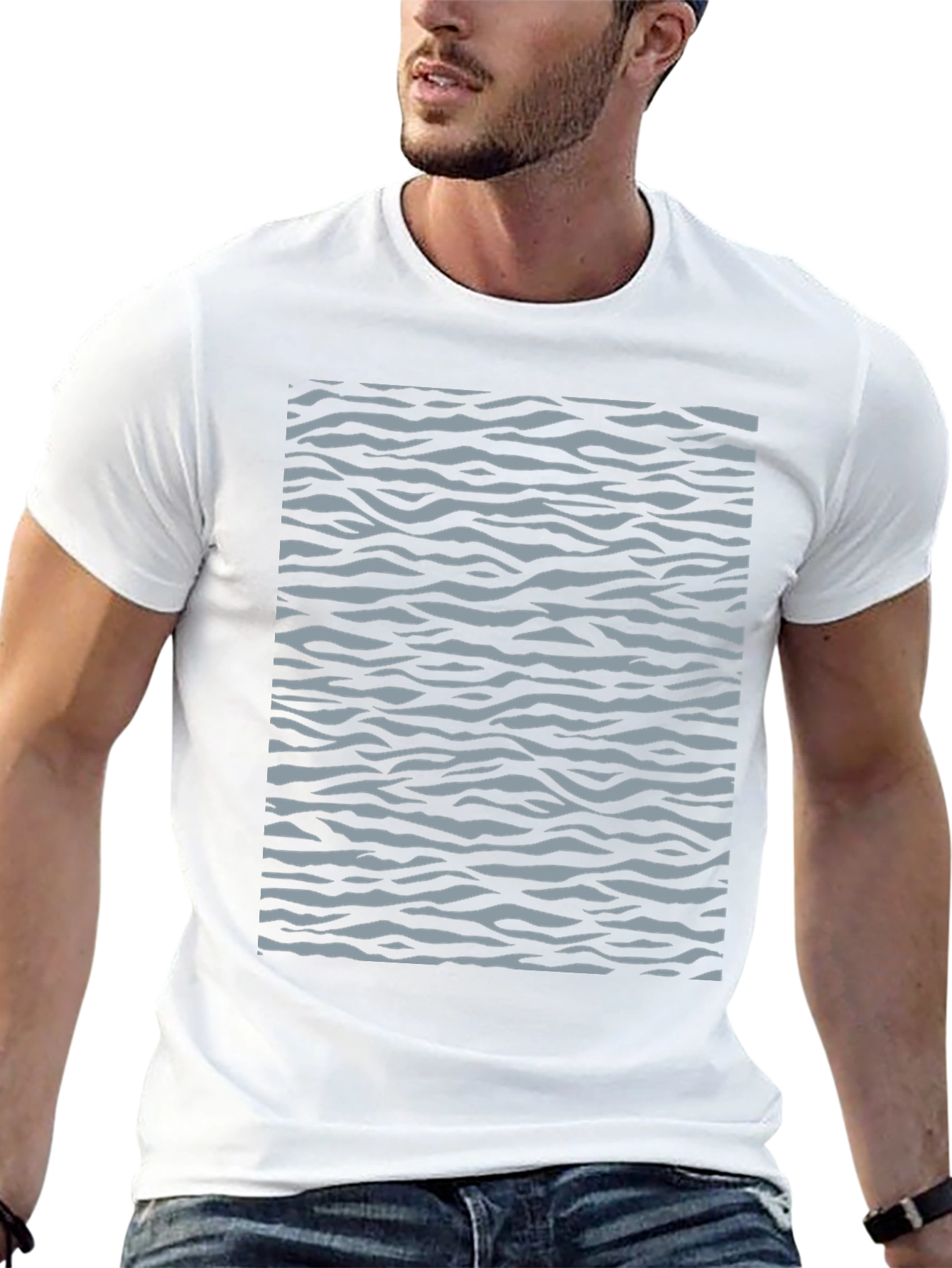 Trendy Zebra Striped Graphic Tee - Black