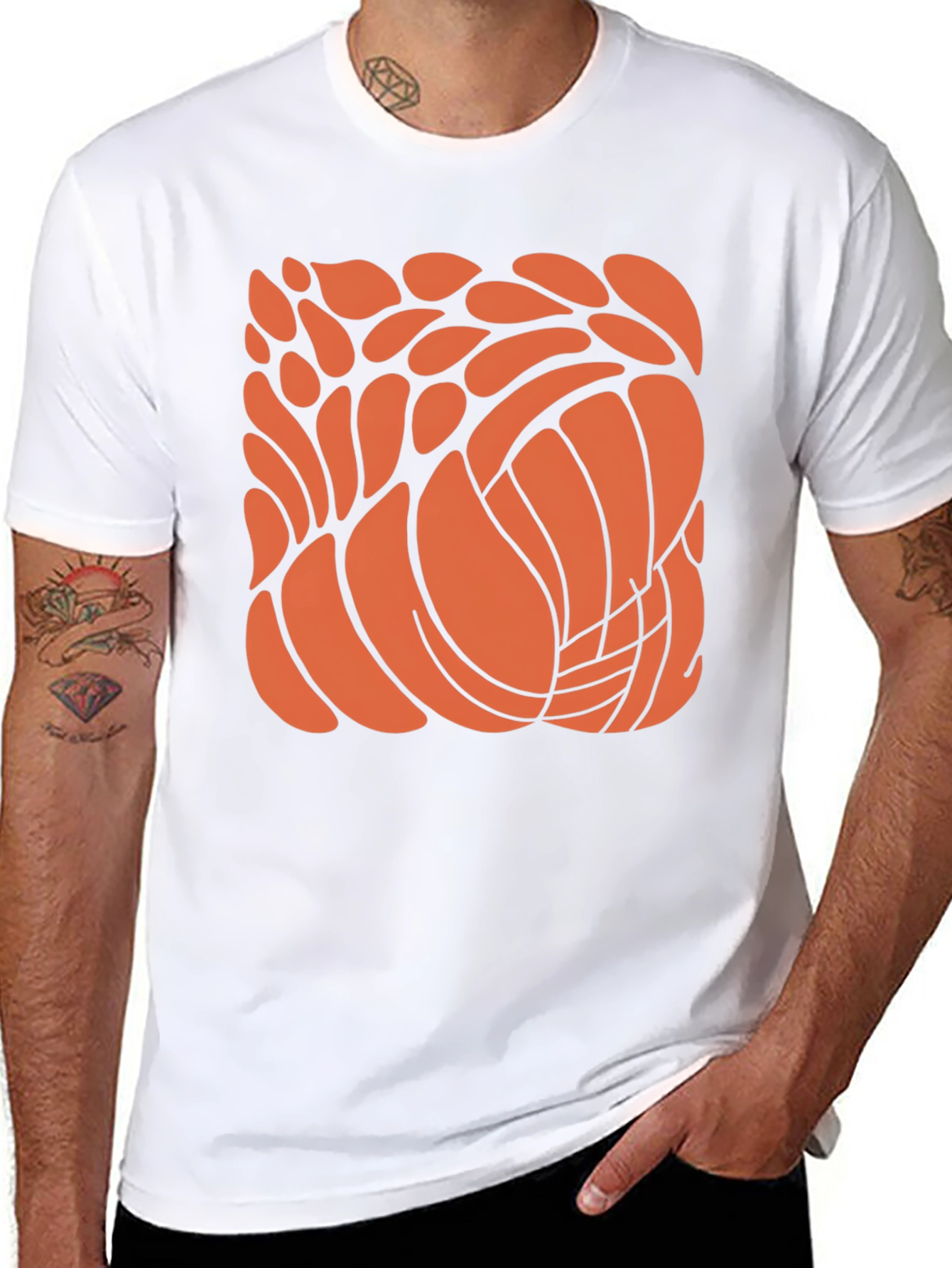 Abstract Orange Design Black T-Shirt