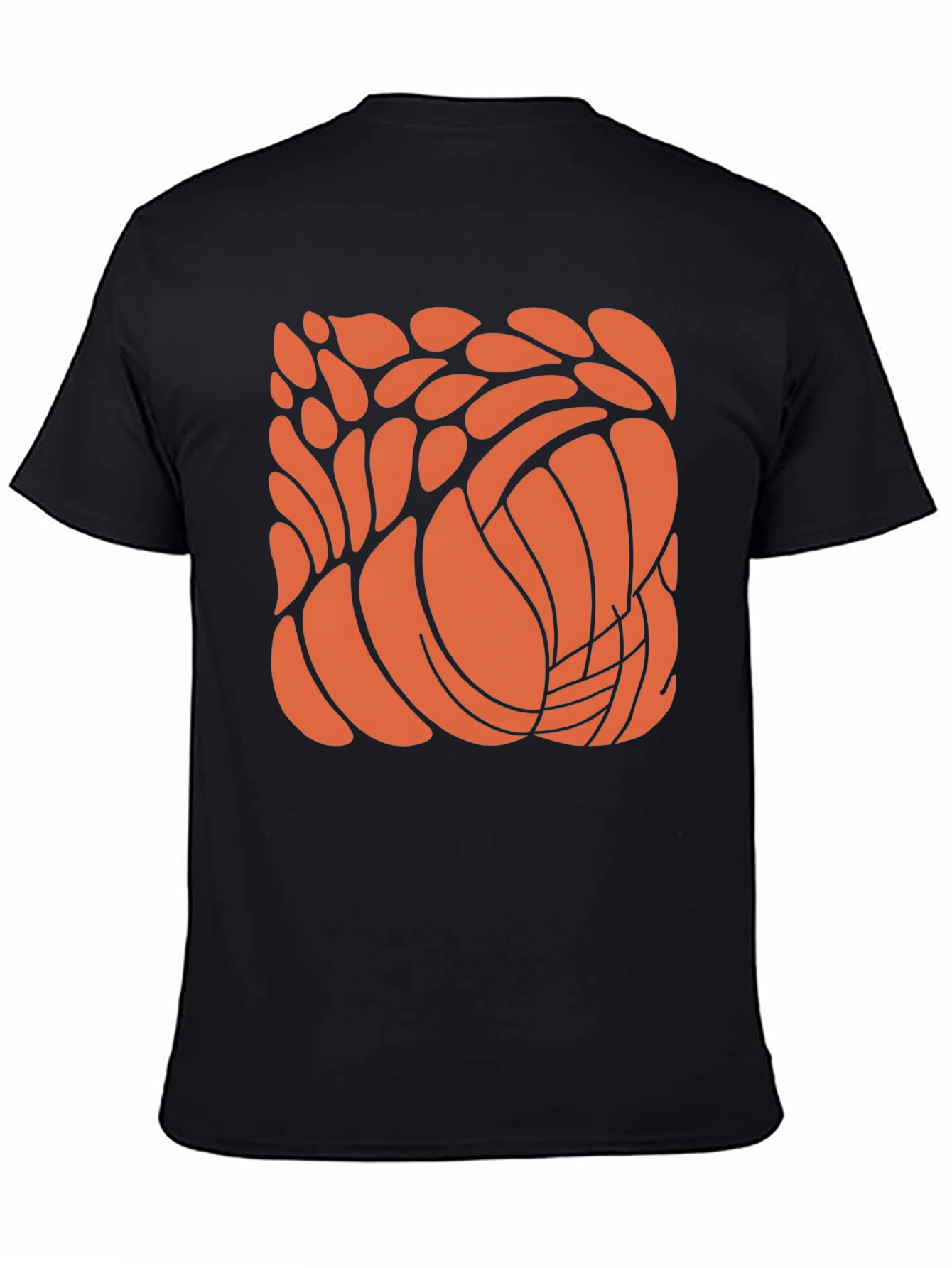 Abstract Orange Design Black T-Shirt