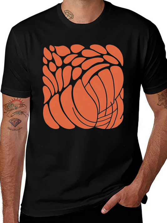 Abstract Orange Design Black T-Shirt