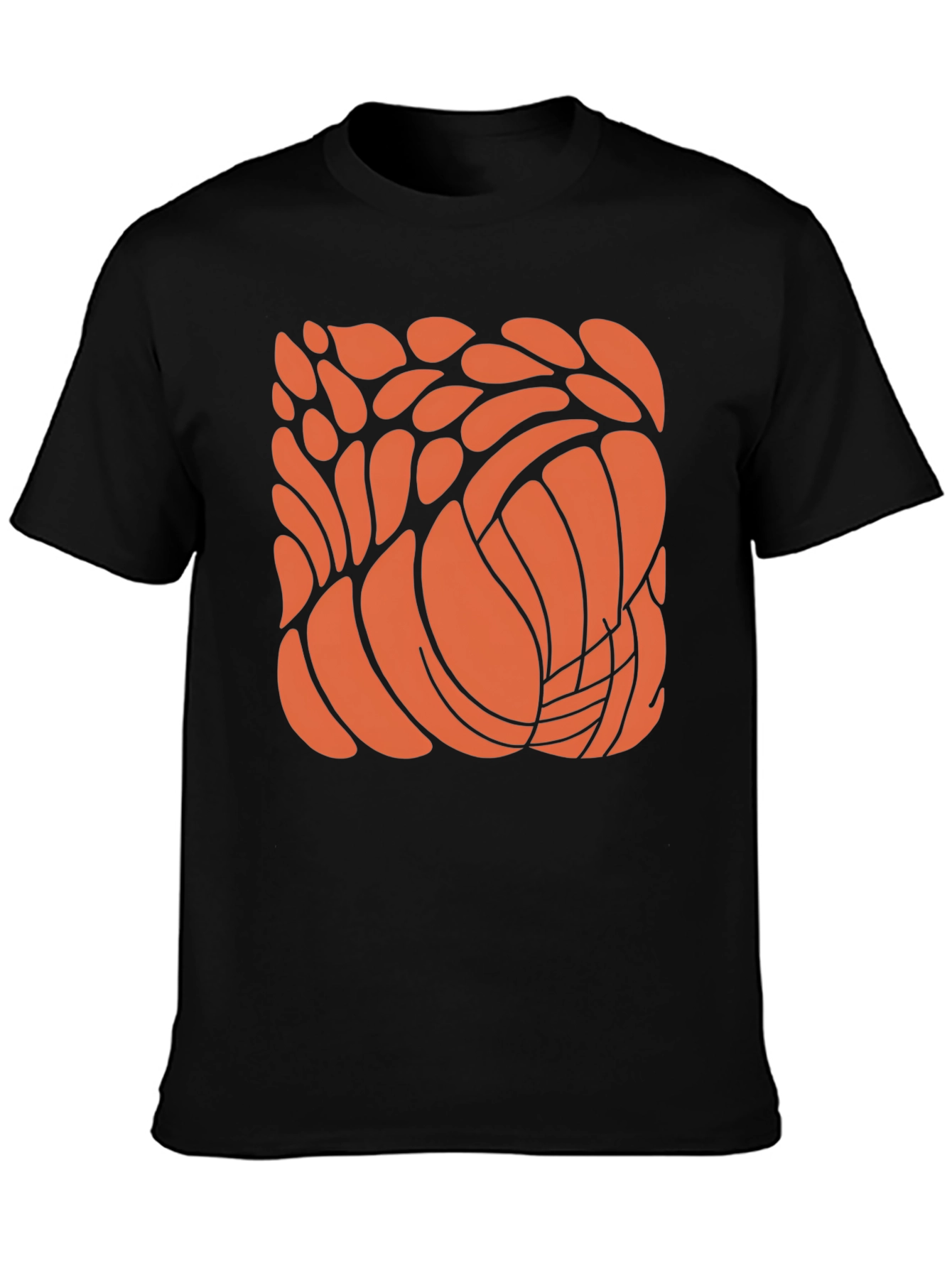 Abstract Orange Design Black T-Shirt