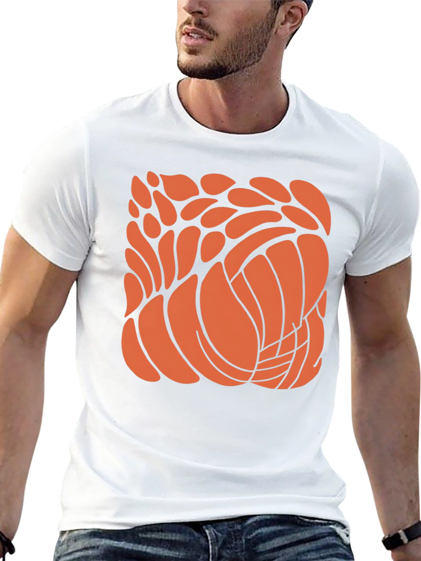 Abstract Orange Design Black T-Shirt
