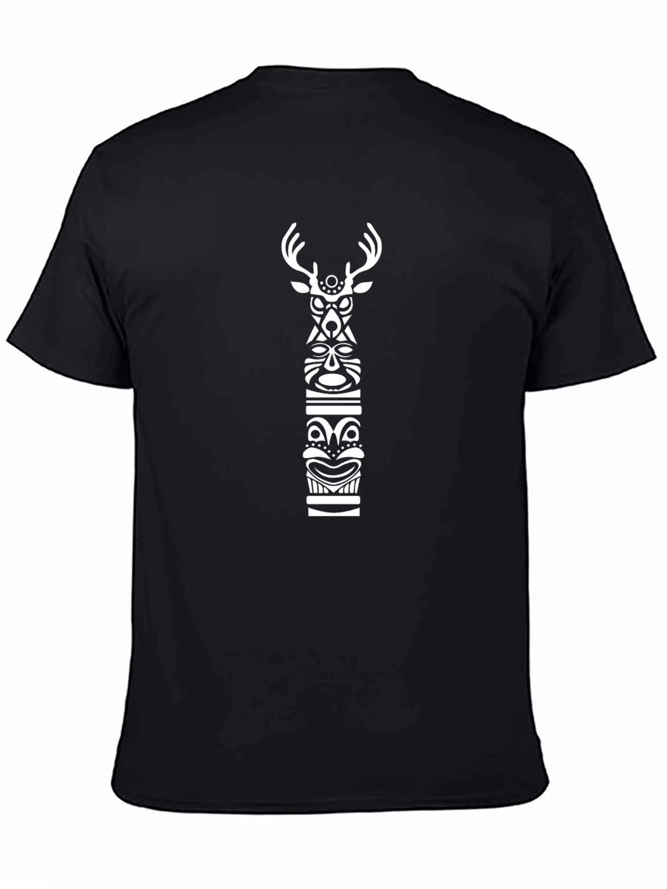 Tribal Deer Graphic Black T-Shirt