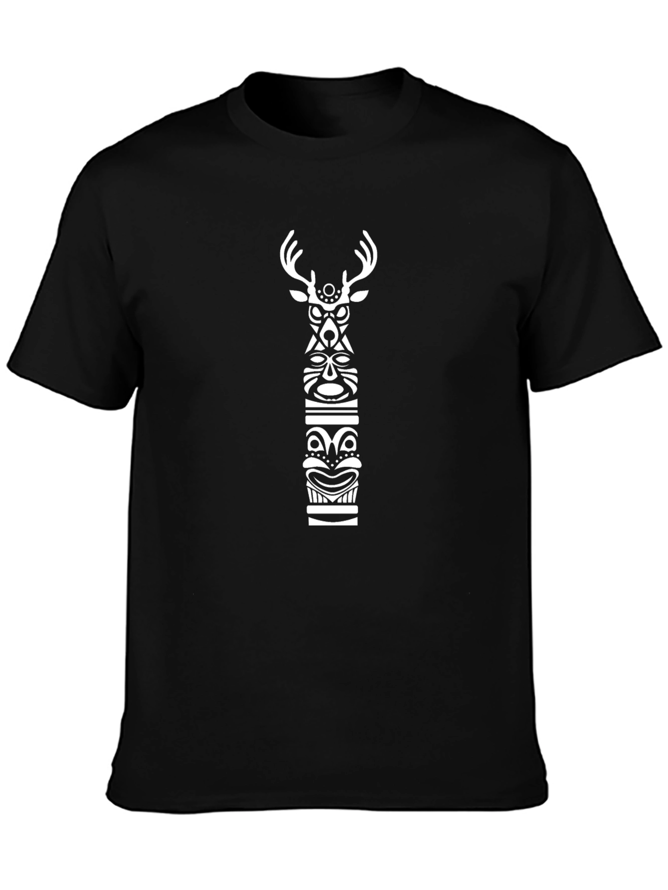 Tribal Deer Graphic Black T-Shirt